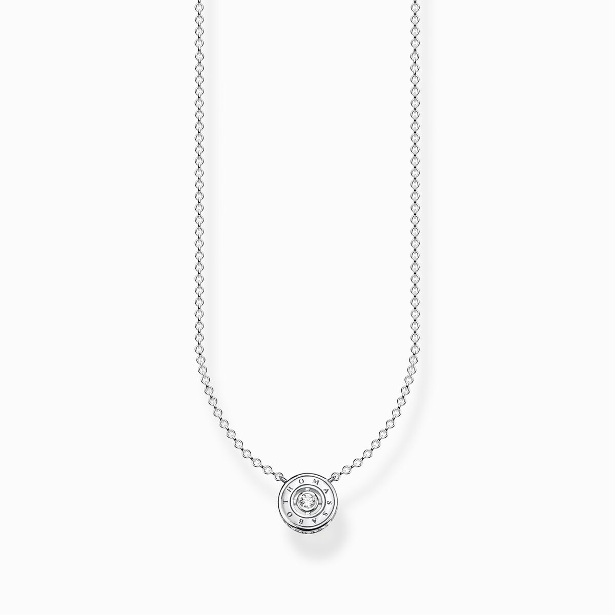 Necklace circle with white stone silver