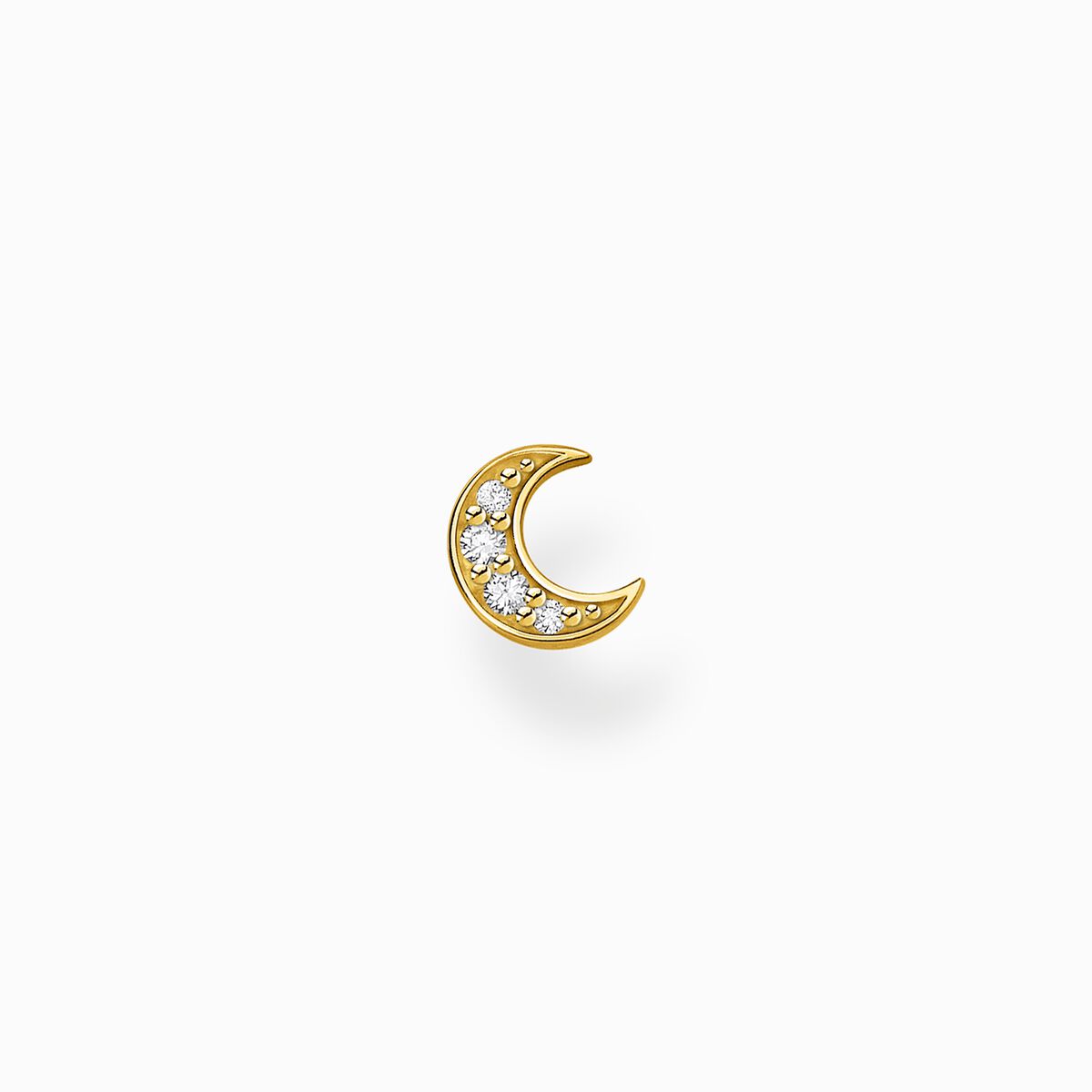 Single ear stud moon pavé gold