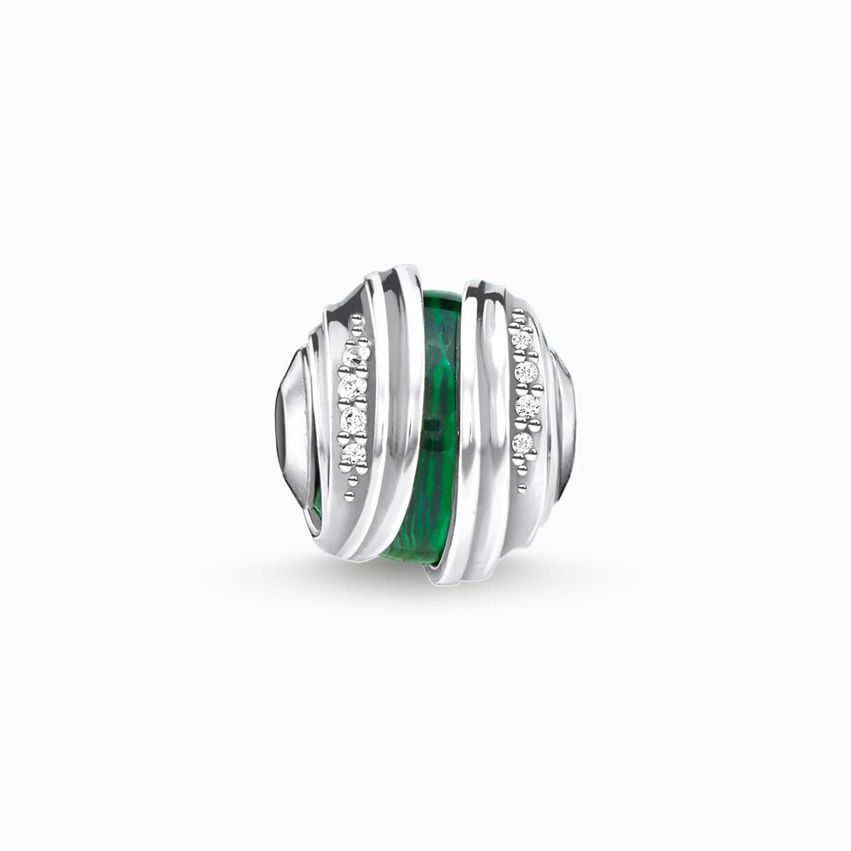 Bead leaves malachite silver