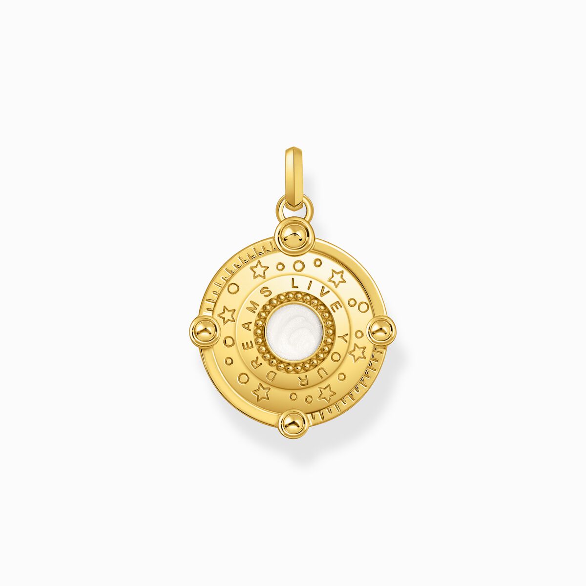 Yellow-gold plated pendant with crescent moon and various stones