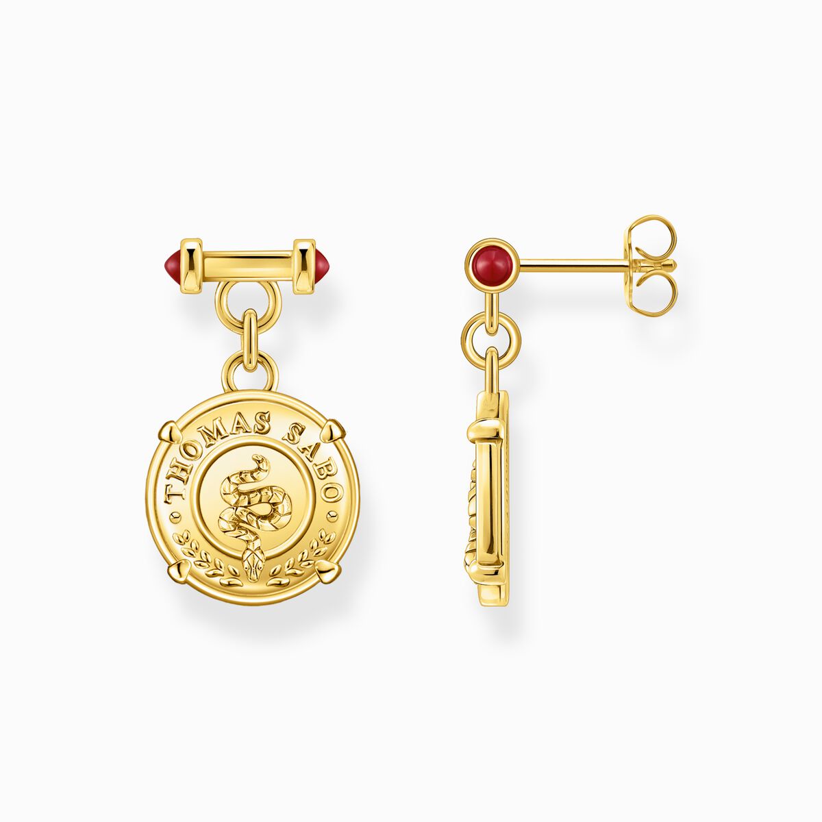 Earrings with disc gold plated