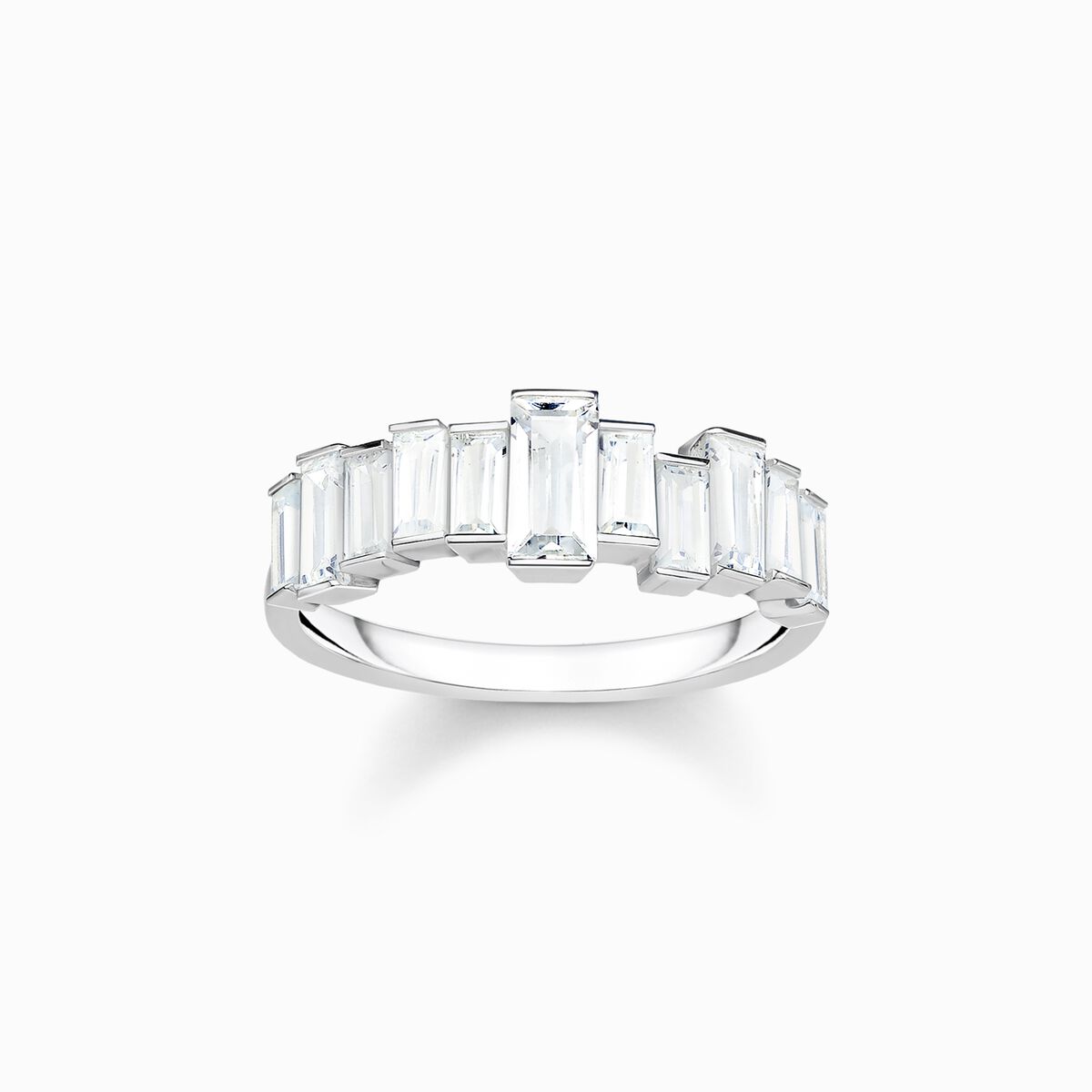 Ring white stones baguette cut