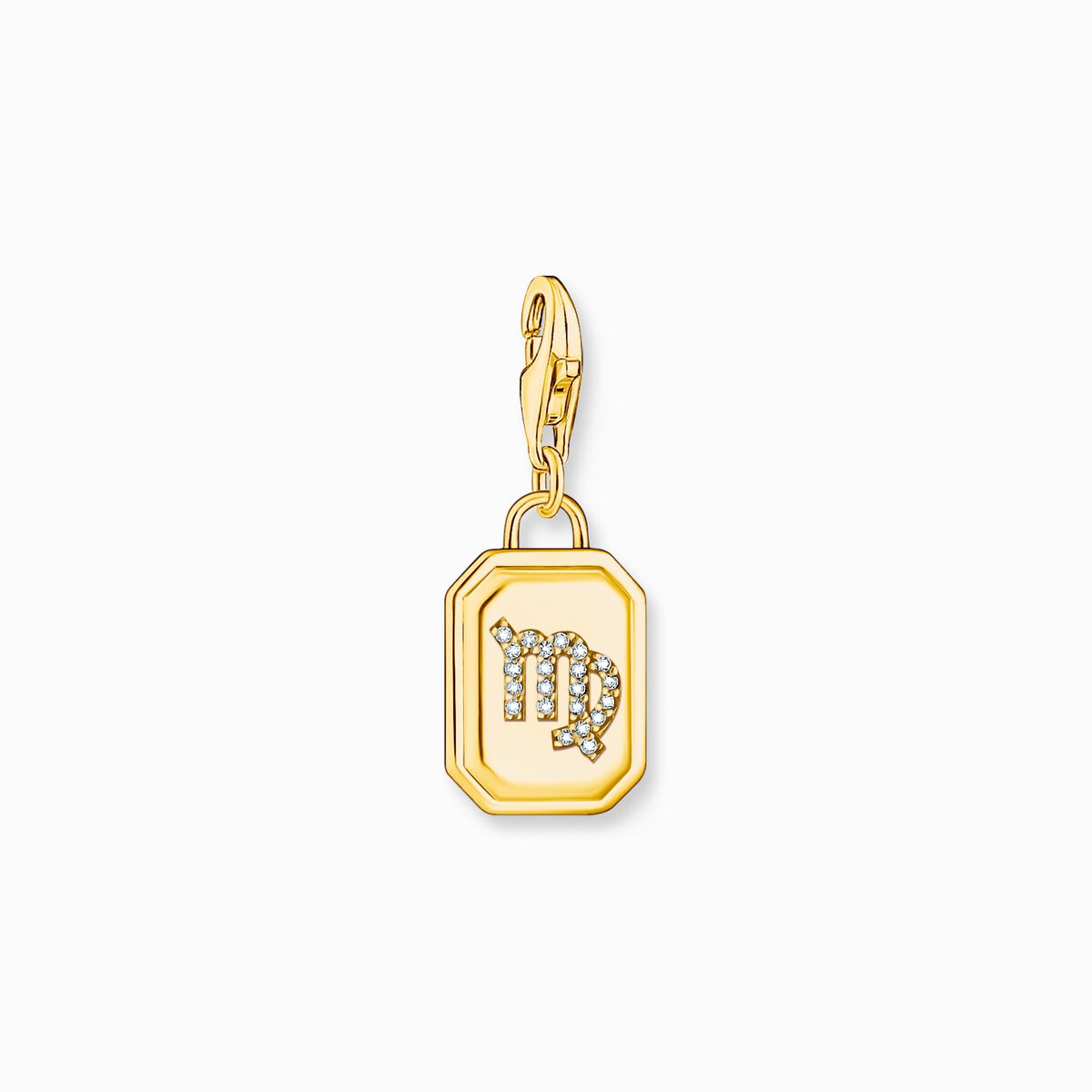 Gold-plated charm pendant zodiac sign Virgo with zirconia
