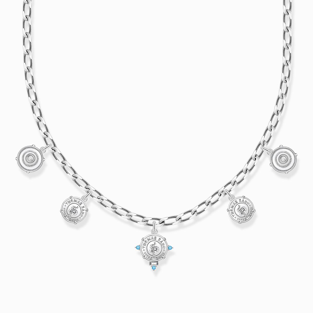 Necklace with disc silver