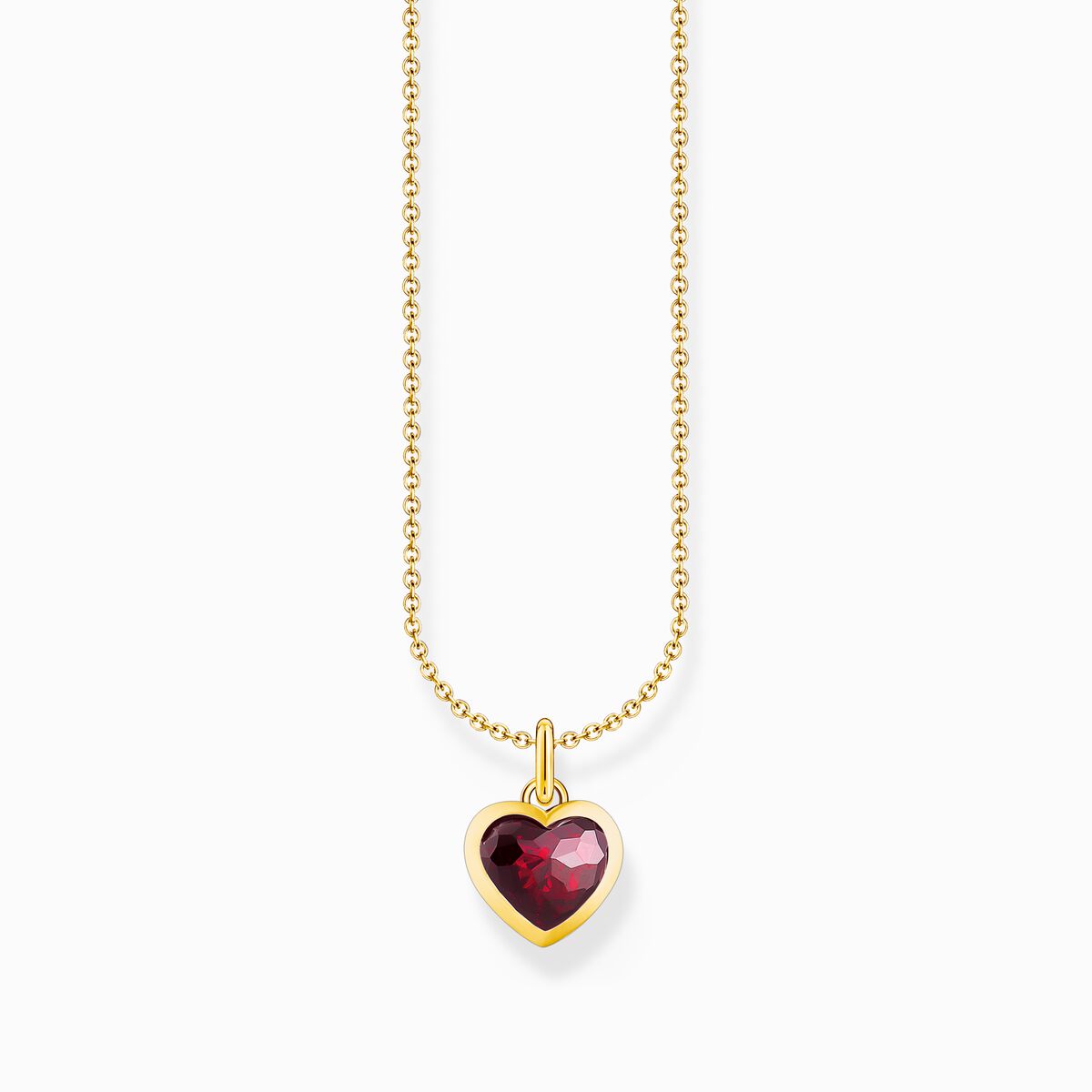 Gold-plated necklace with heart pendant with red zirconia