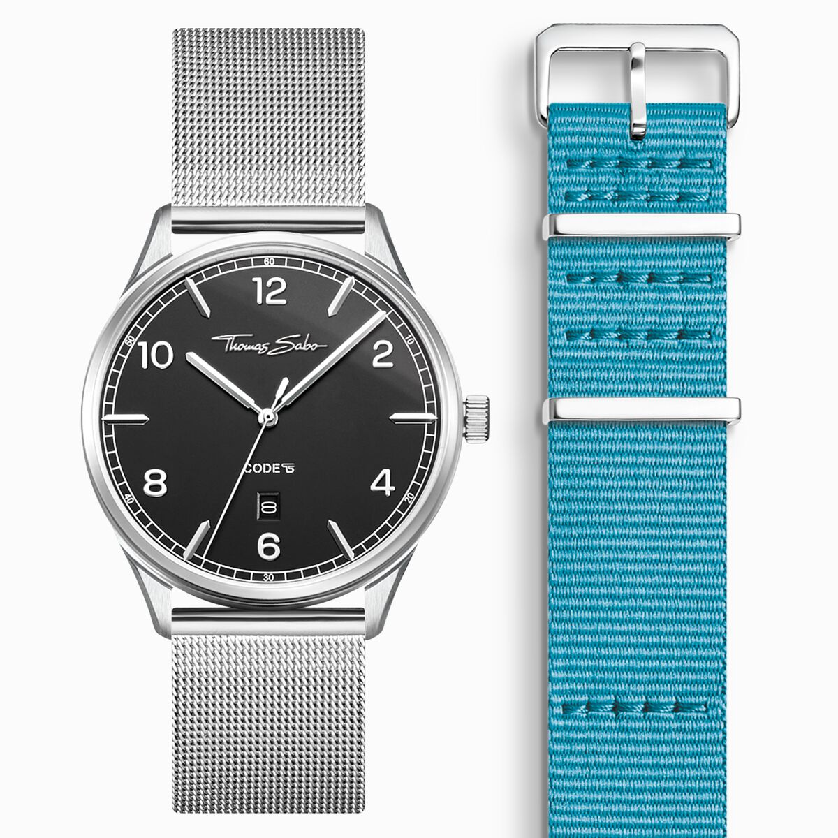 SET CODE TS black watch & turqoise strap