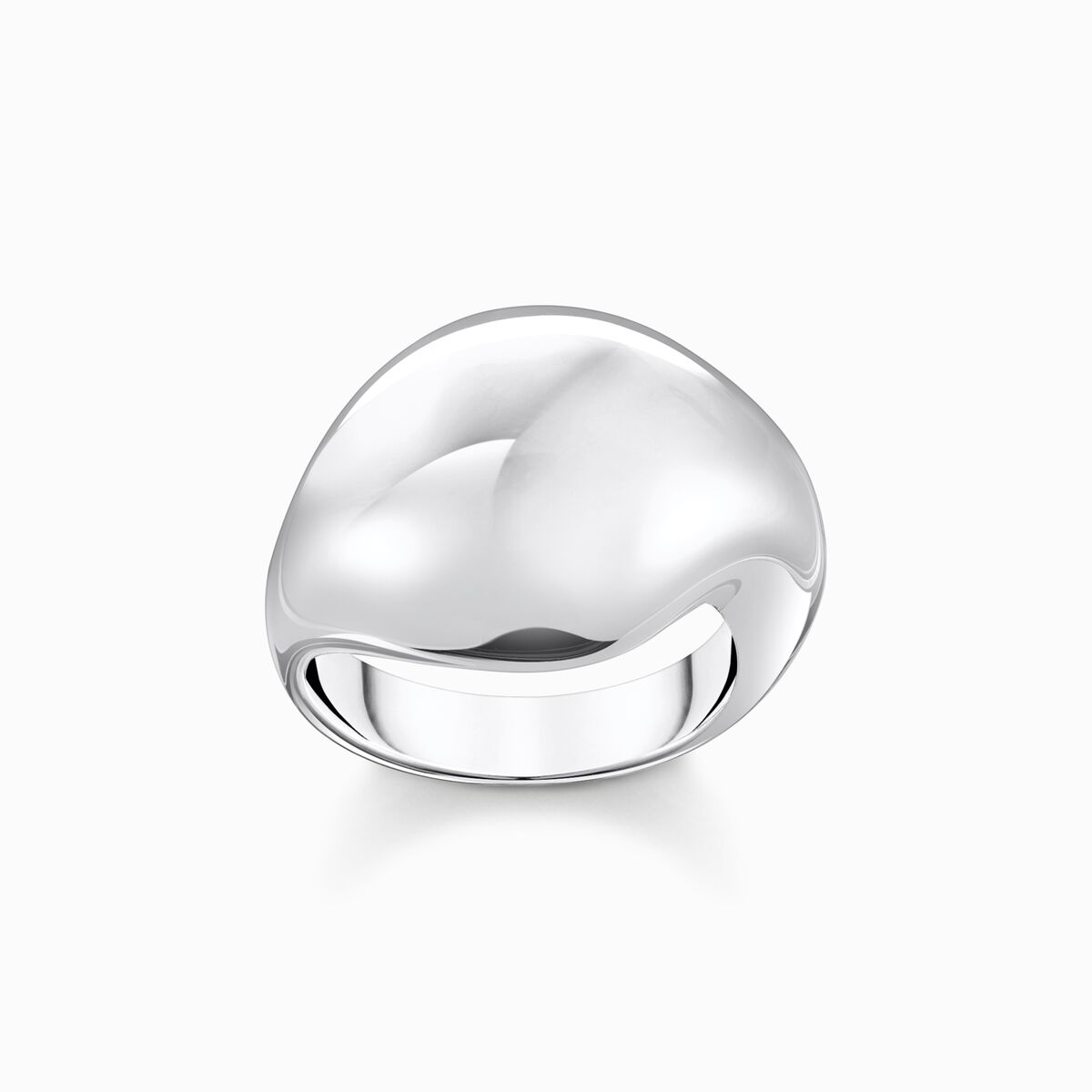 Silver ring in organic drop-shape