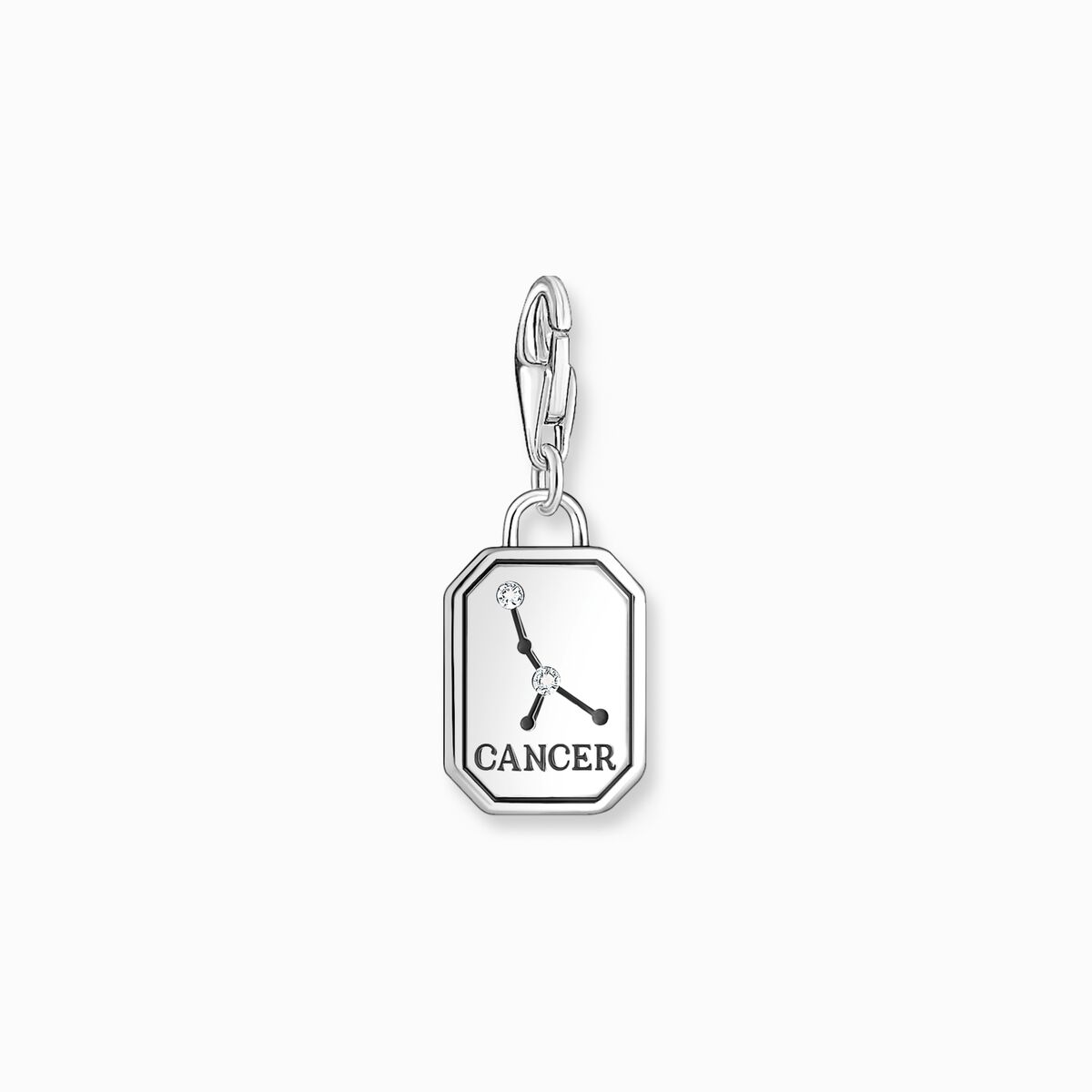 Silver charm pendant zodiac sign Cancer with zirconia