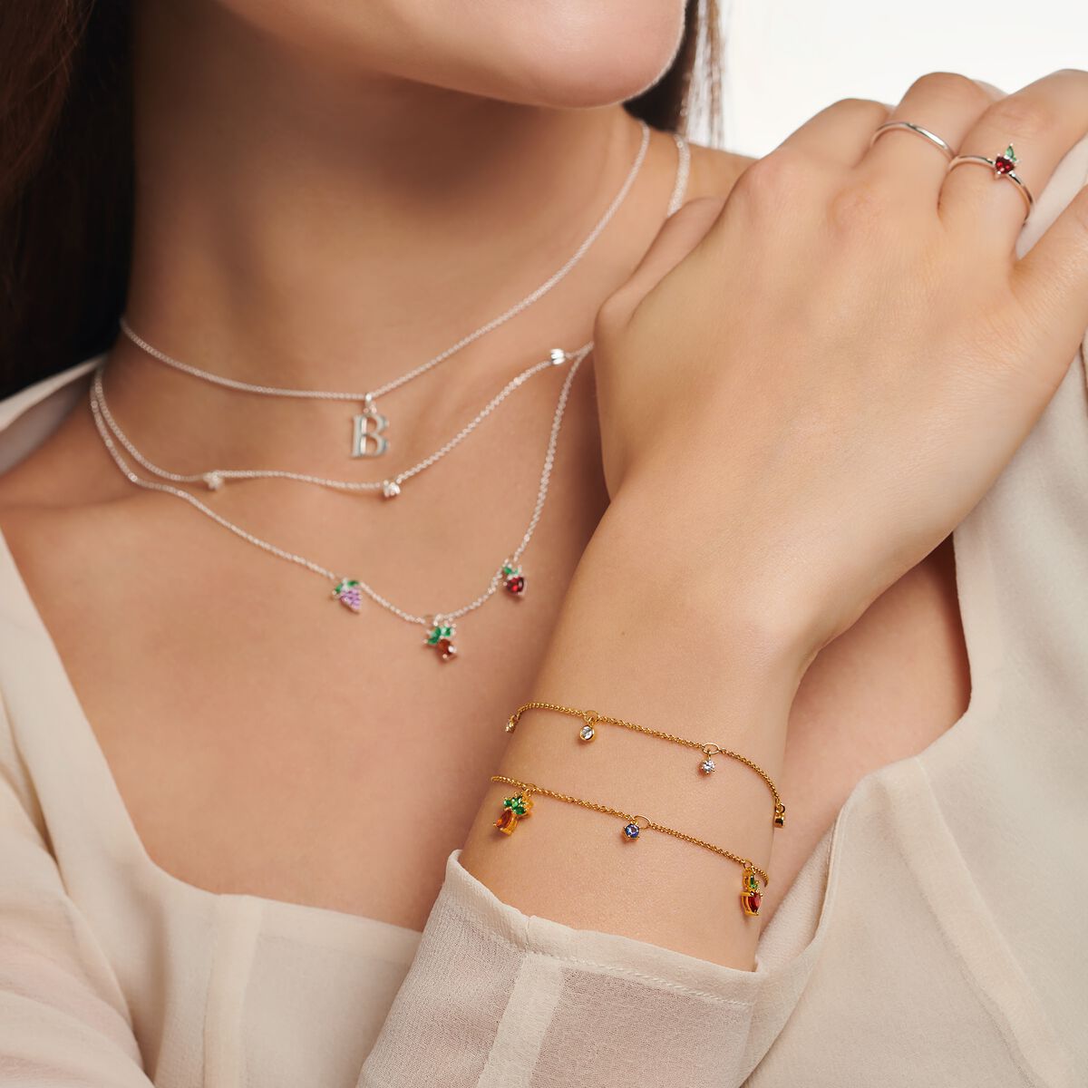 Bracelet colourful fruits gold
