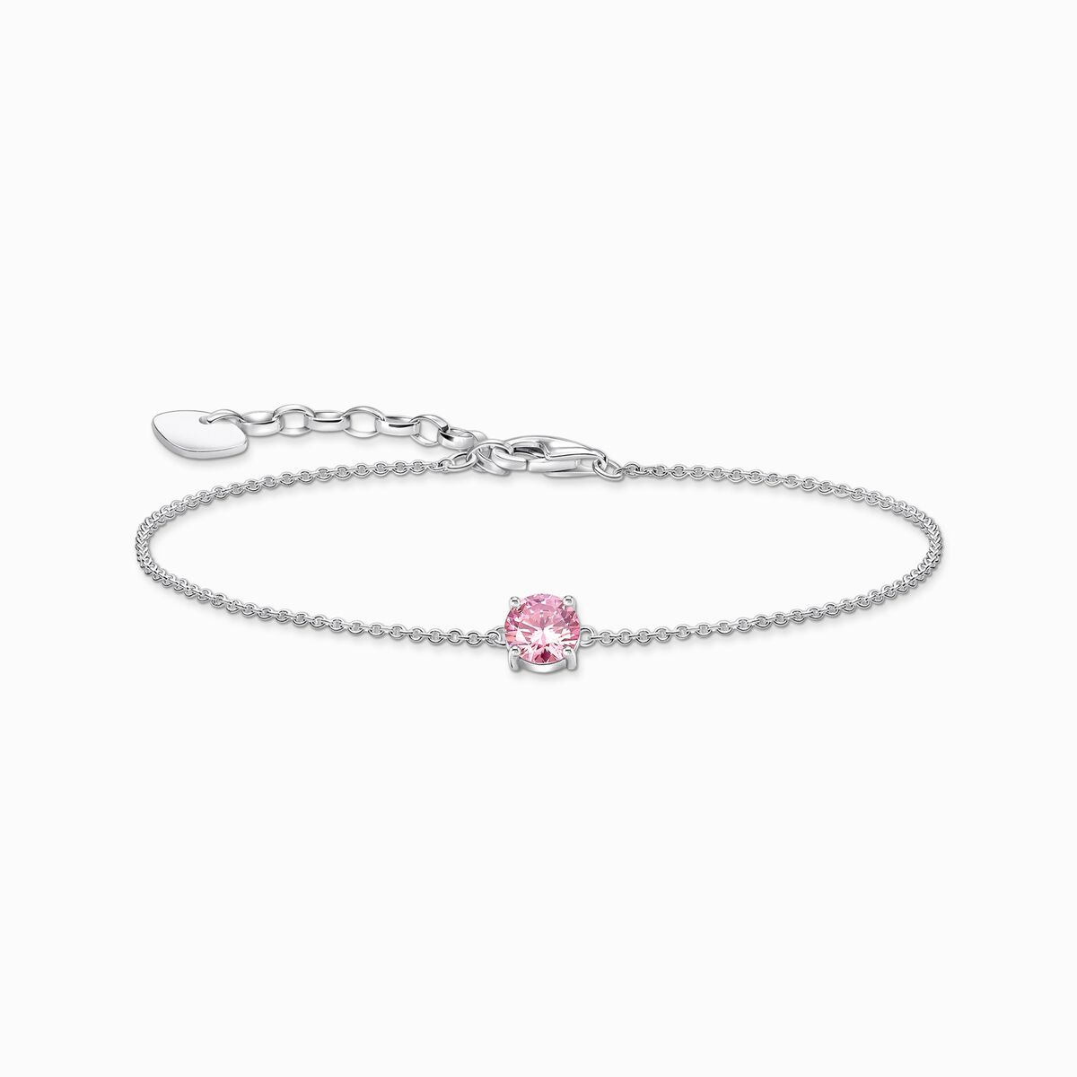 Silver bracelet with pink zirconia pendant