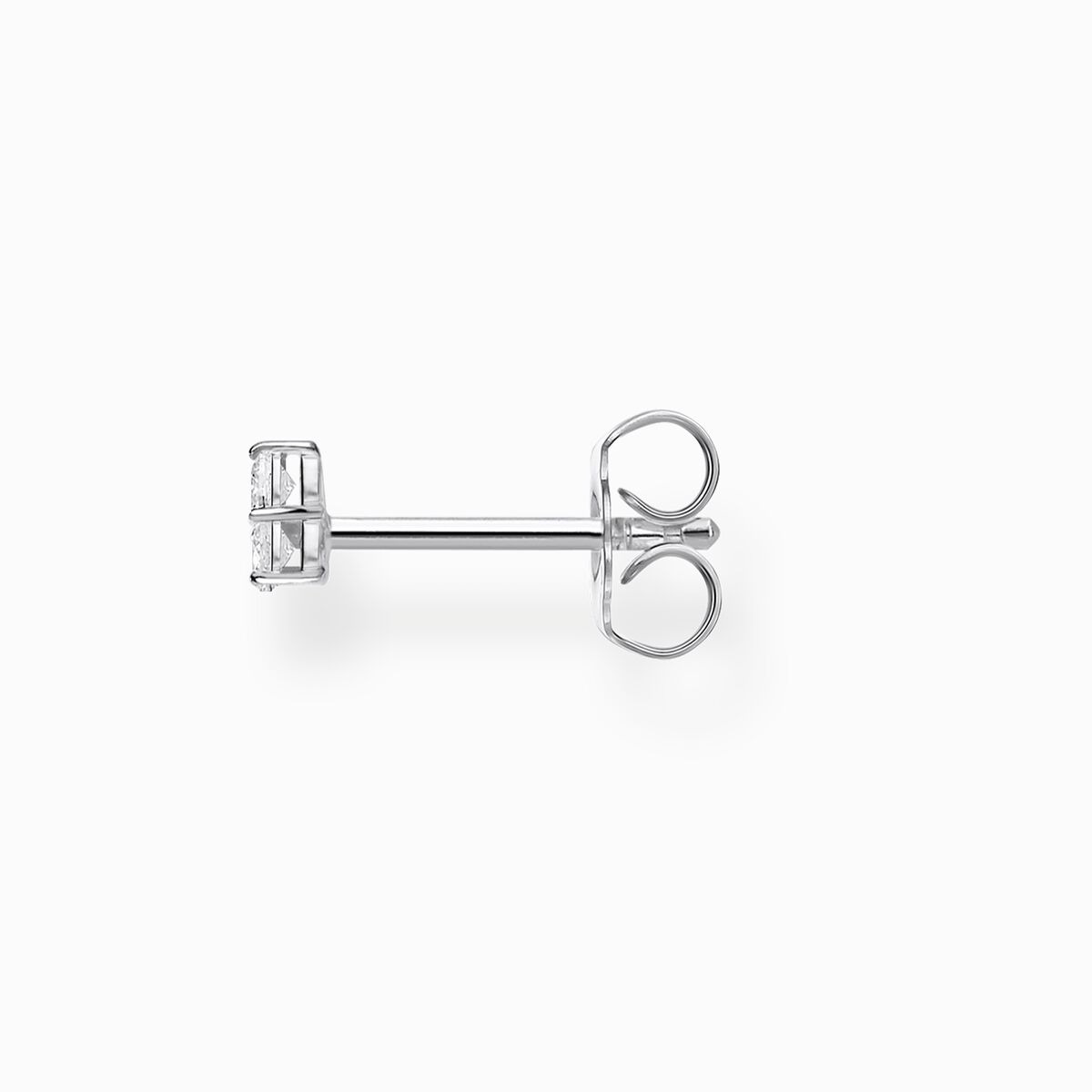 Single ear stud white stones, silver