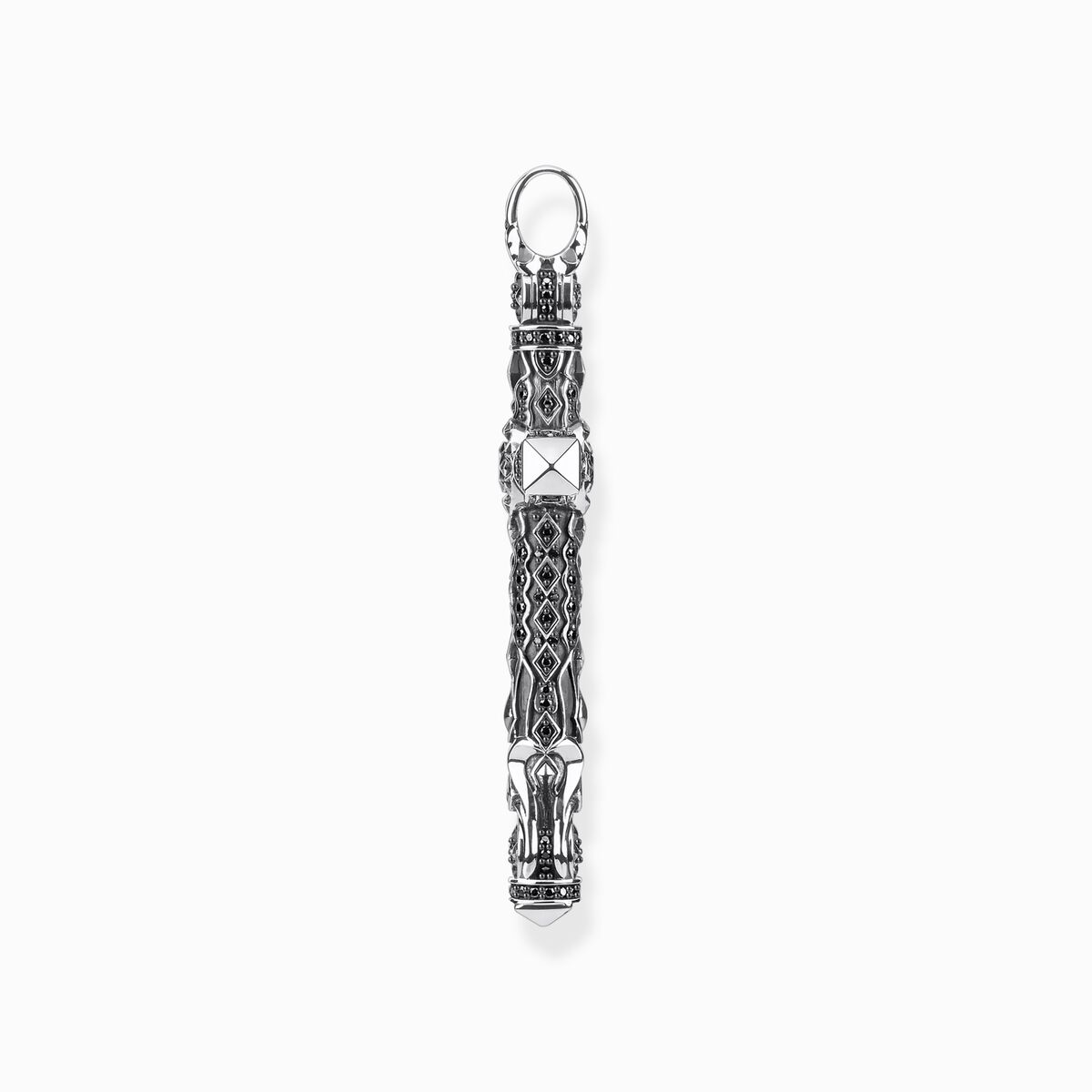 Pendant cross black stones silver