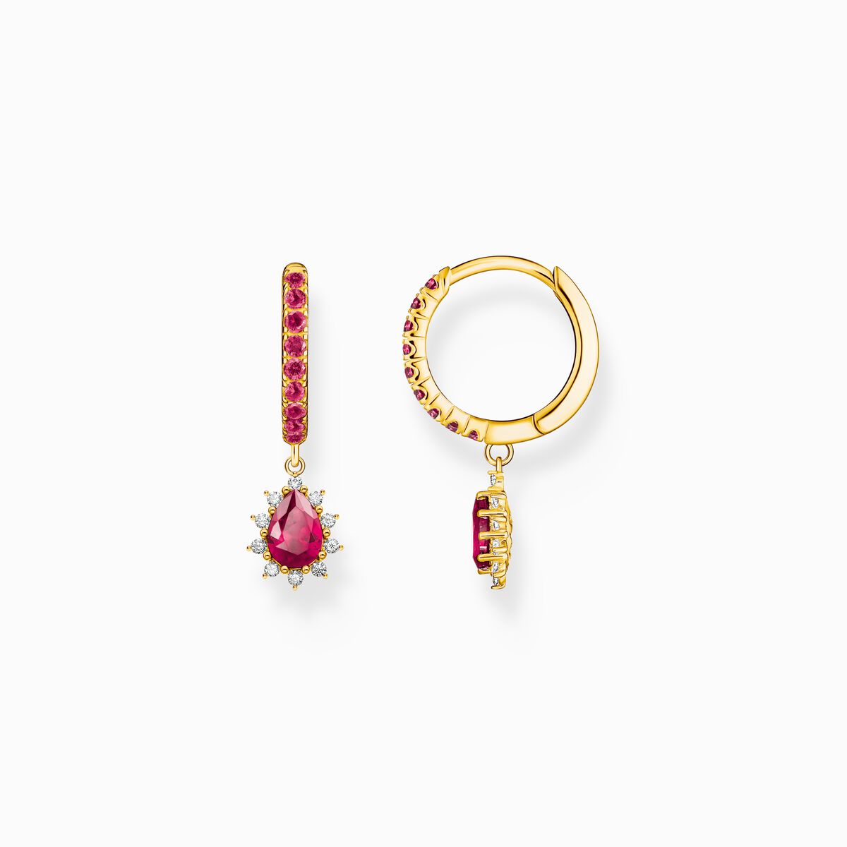 Gold-plated hoop earrings with pendant Vintage Romance