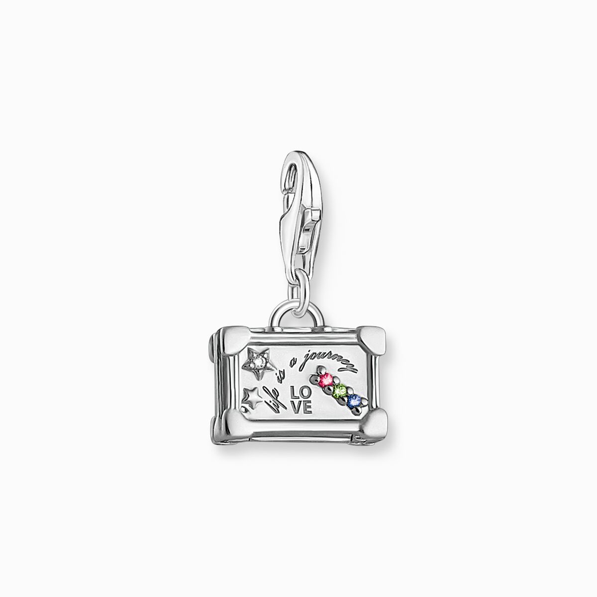 Charm pendant colourful vintage suitcase silver
