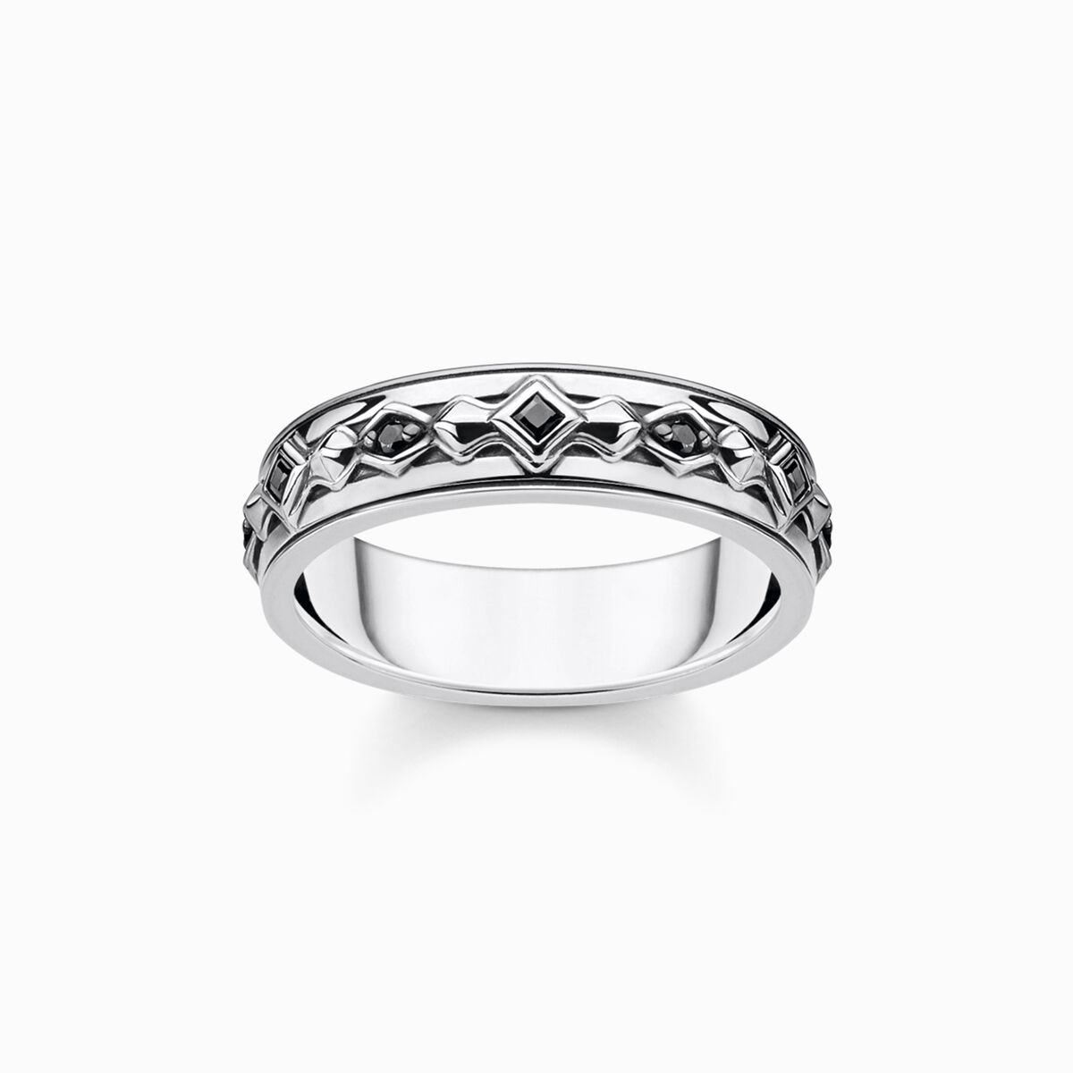 Ring black stones, silver