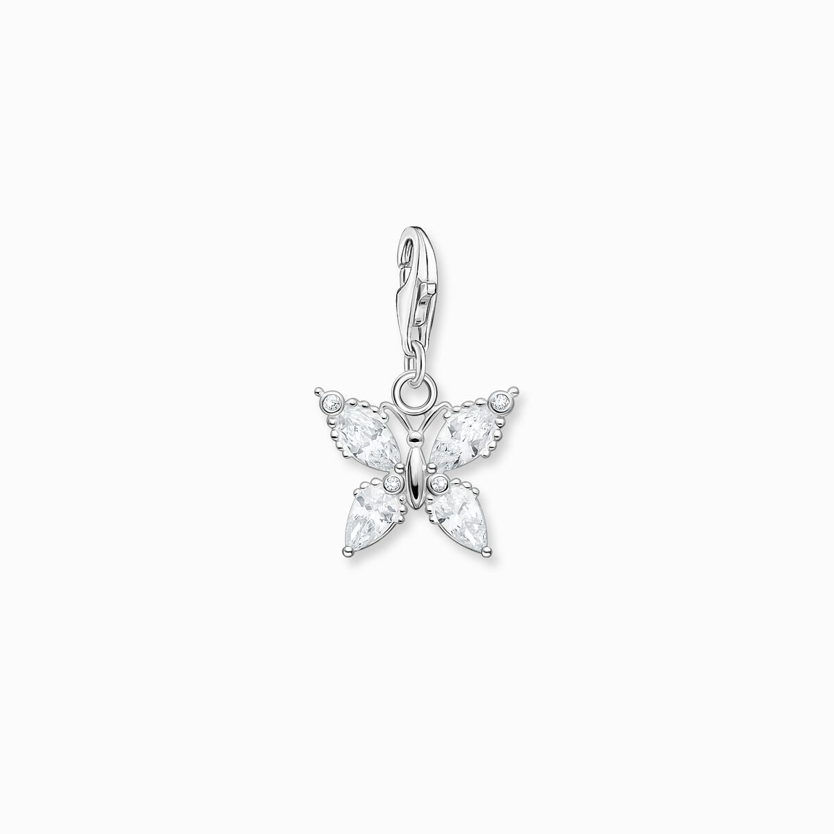 Charm pendant butterfly white stones