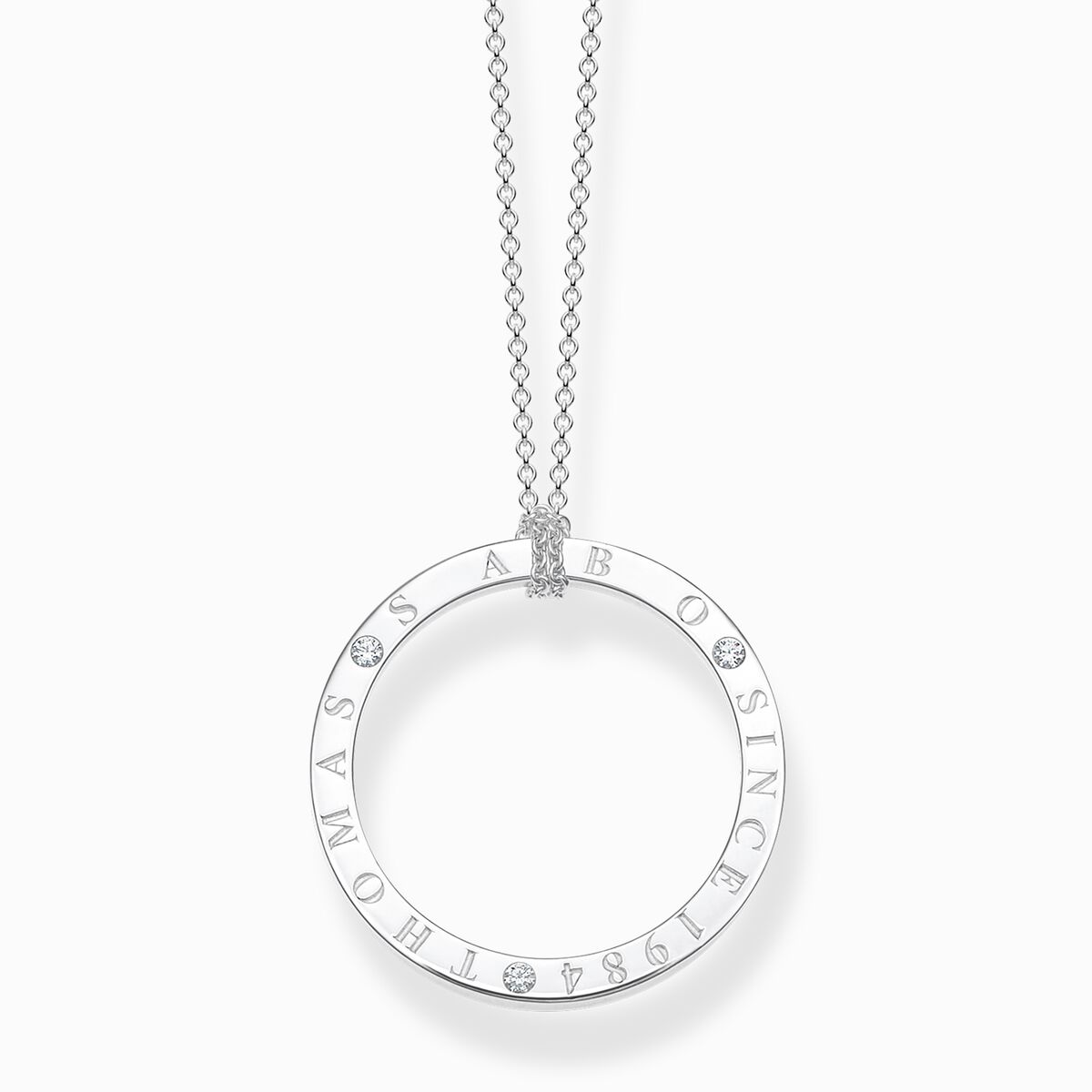 Necklace circle with white stones silver