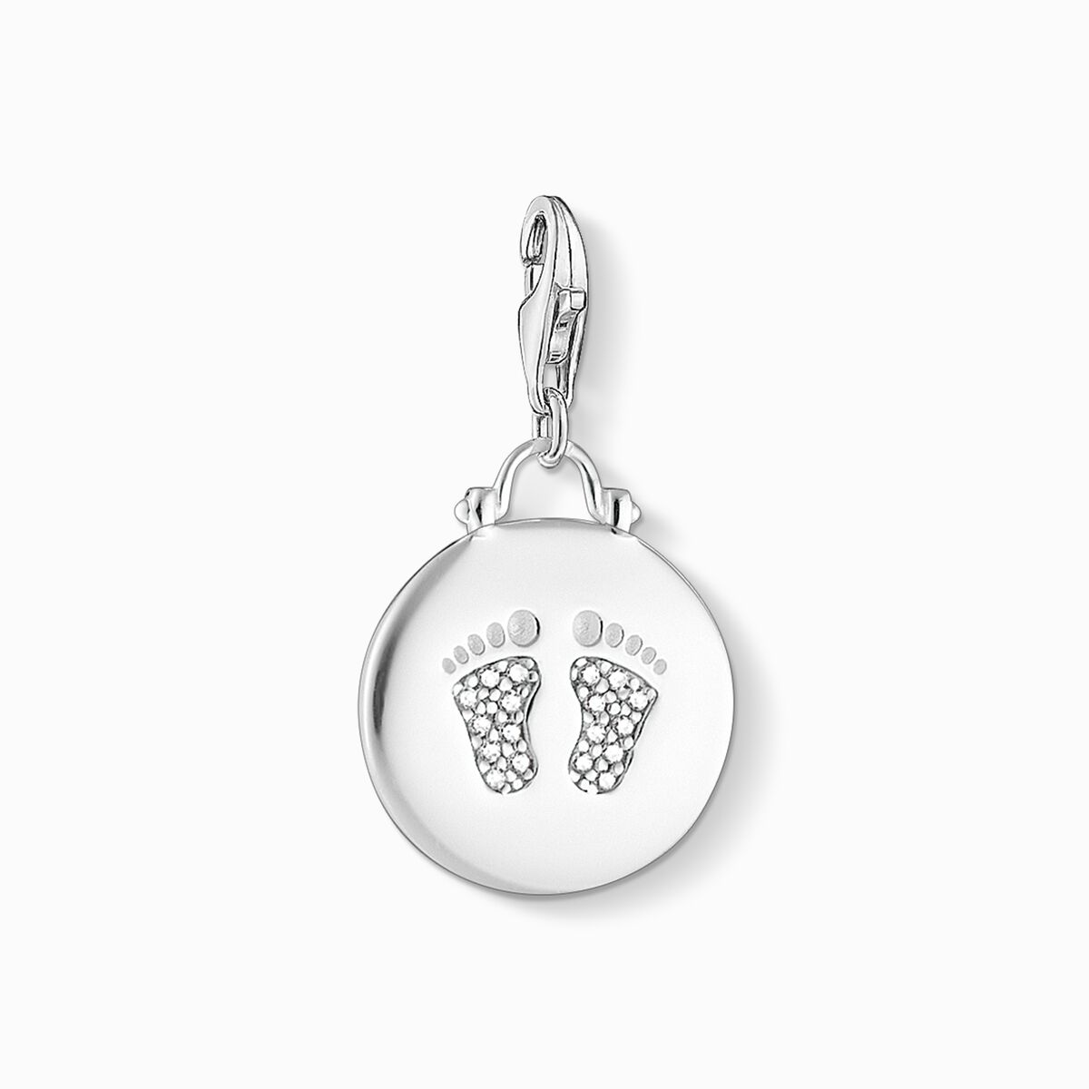 Charm pendant disc baby footprint