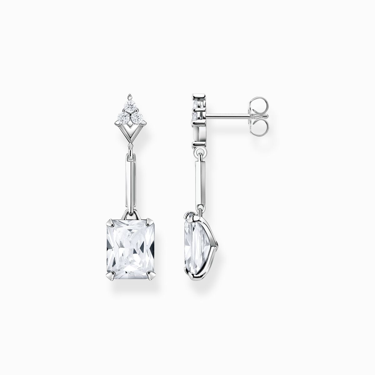 Earrings with white stones silver