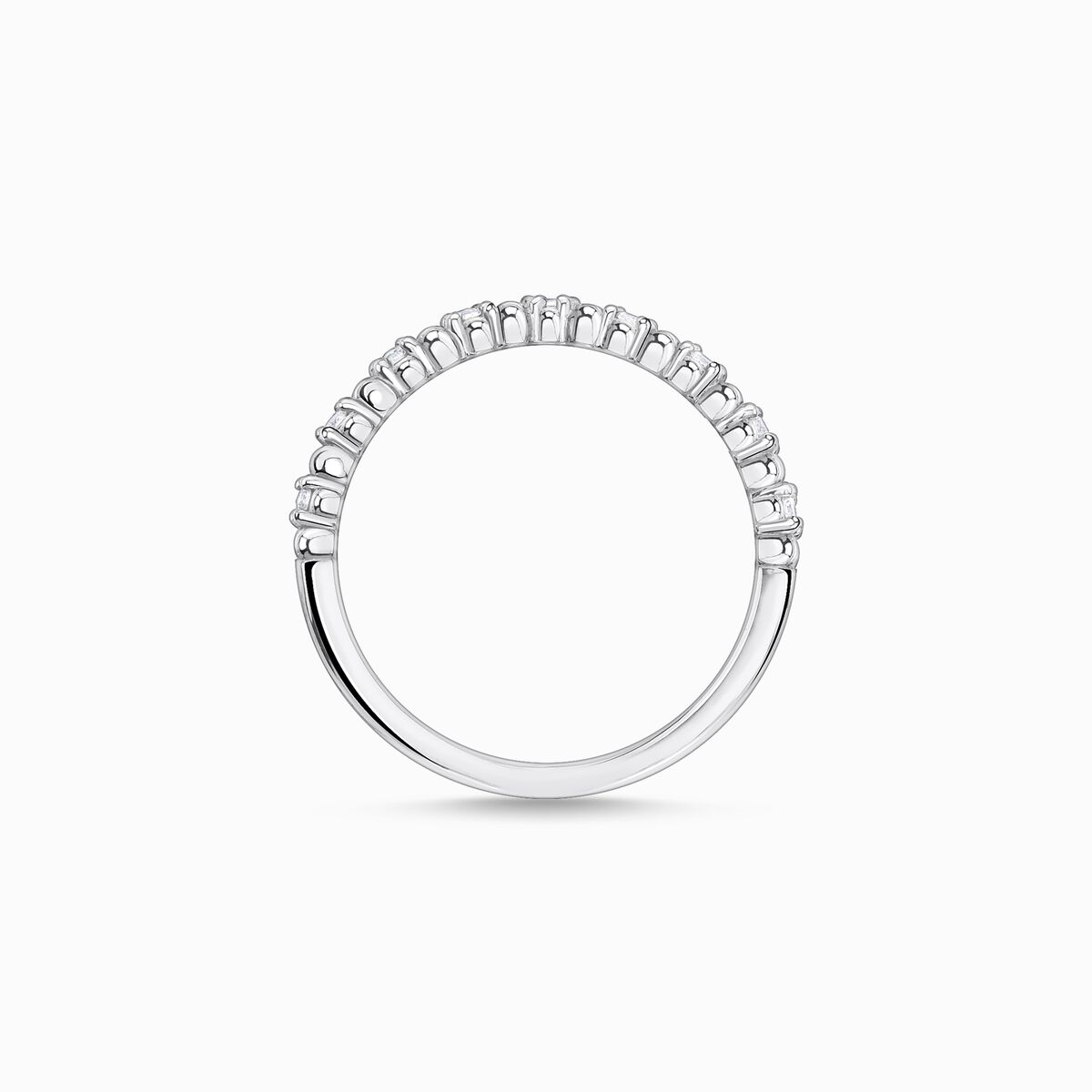 Ring dots with white stones silver