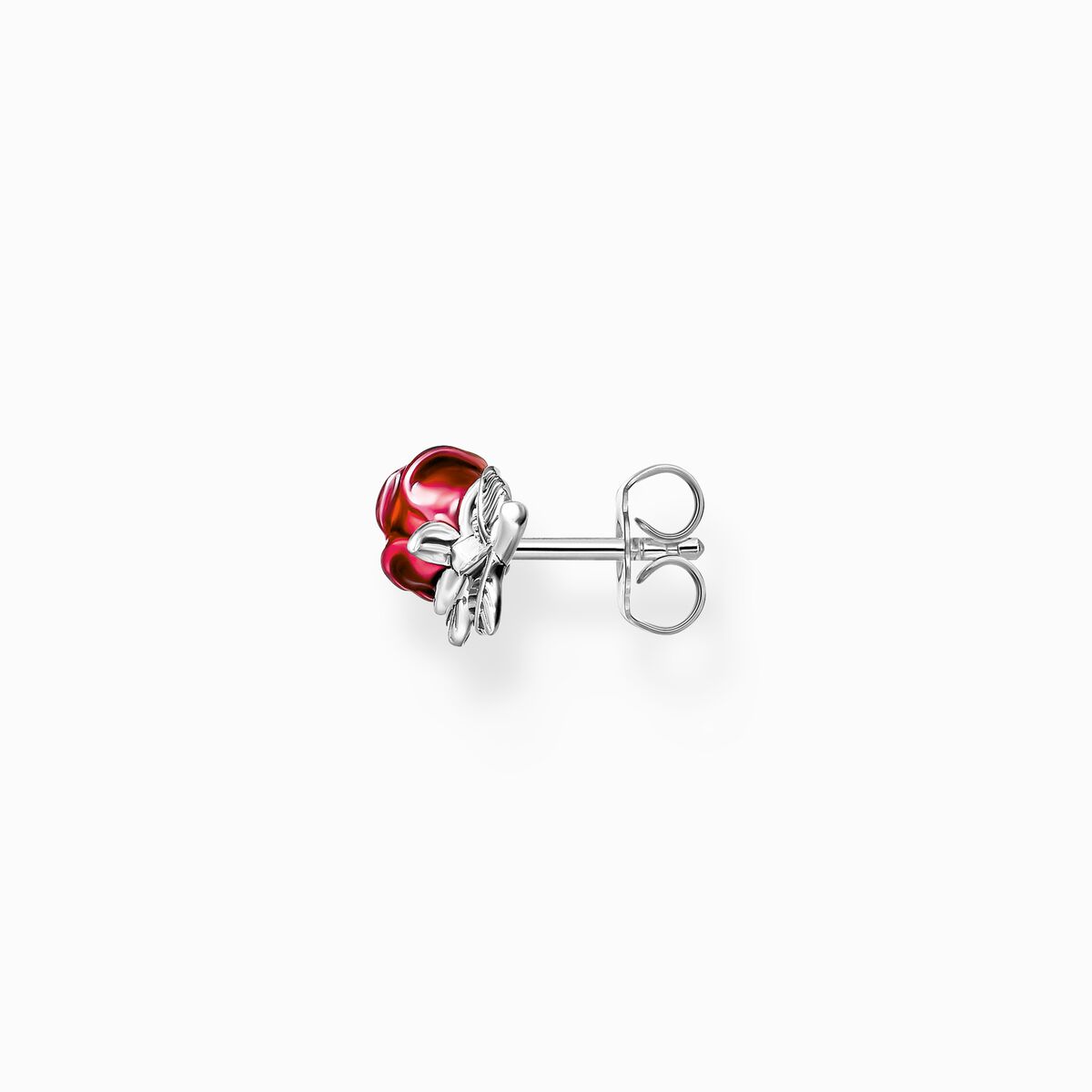 Silver ear studs Roses Romance