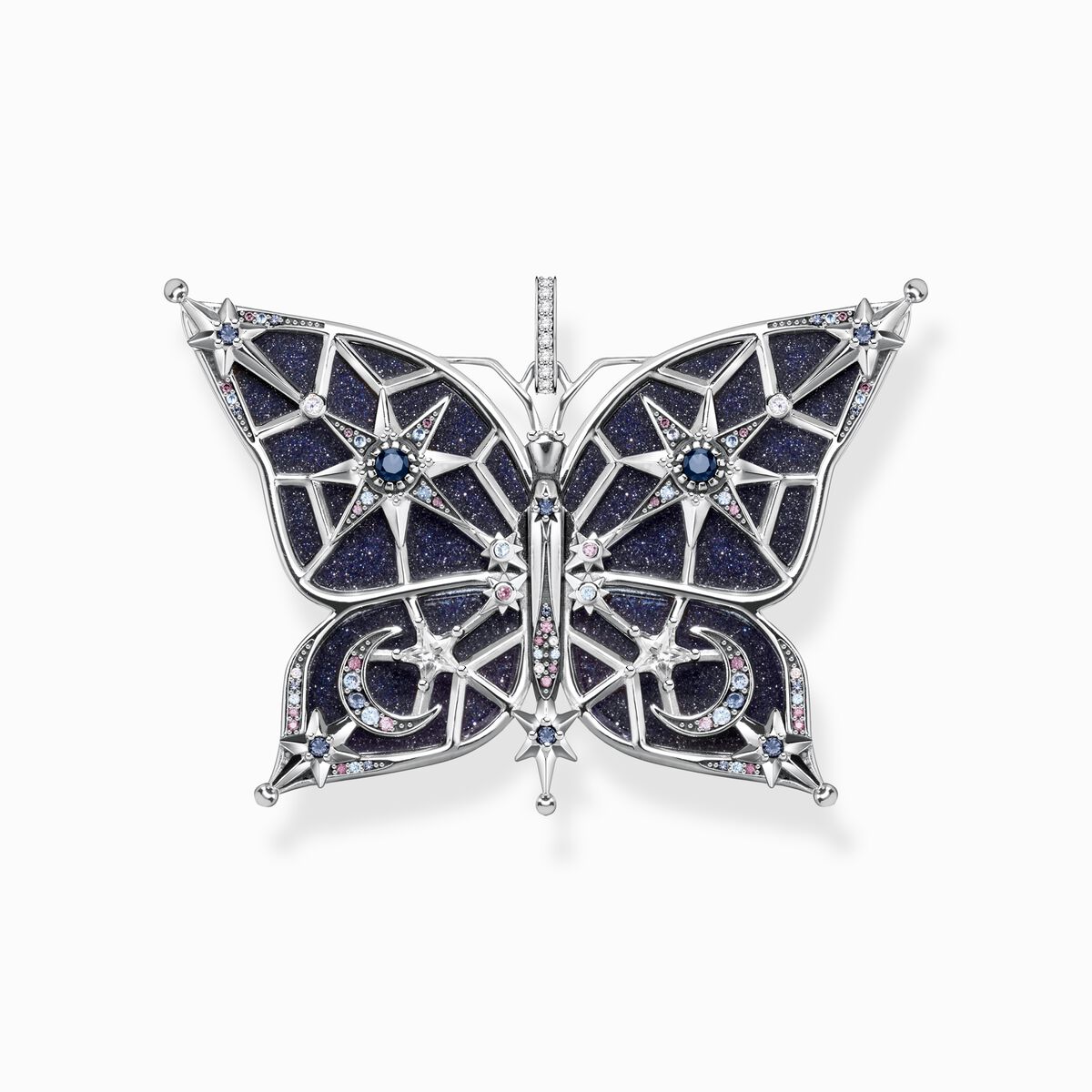 Pendant butterfly star & moon silver