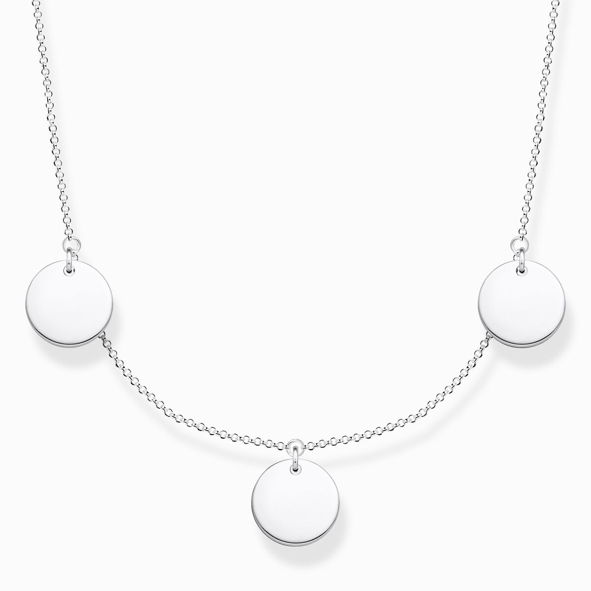 Necklace with three discs silver