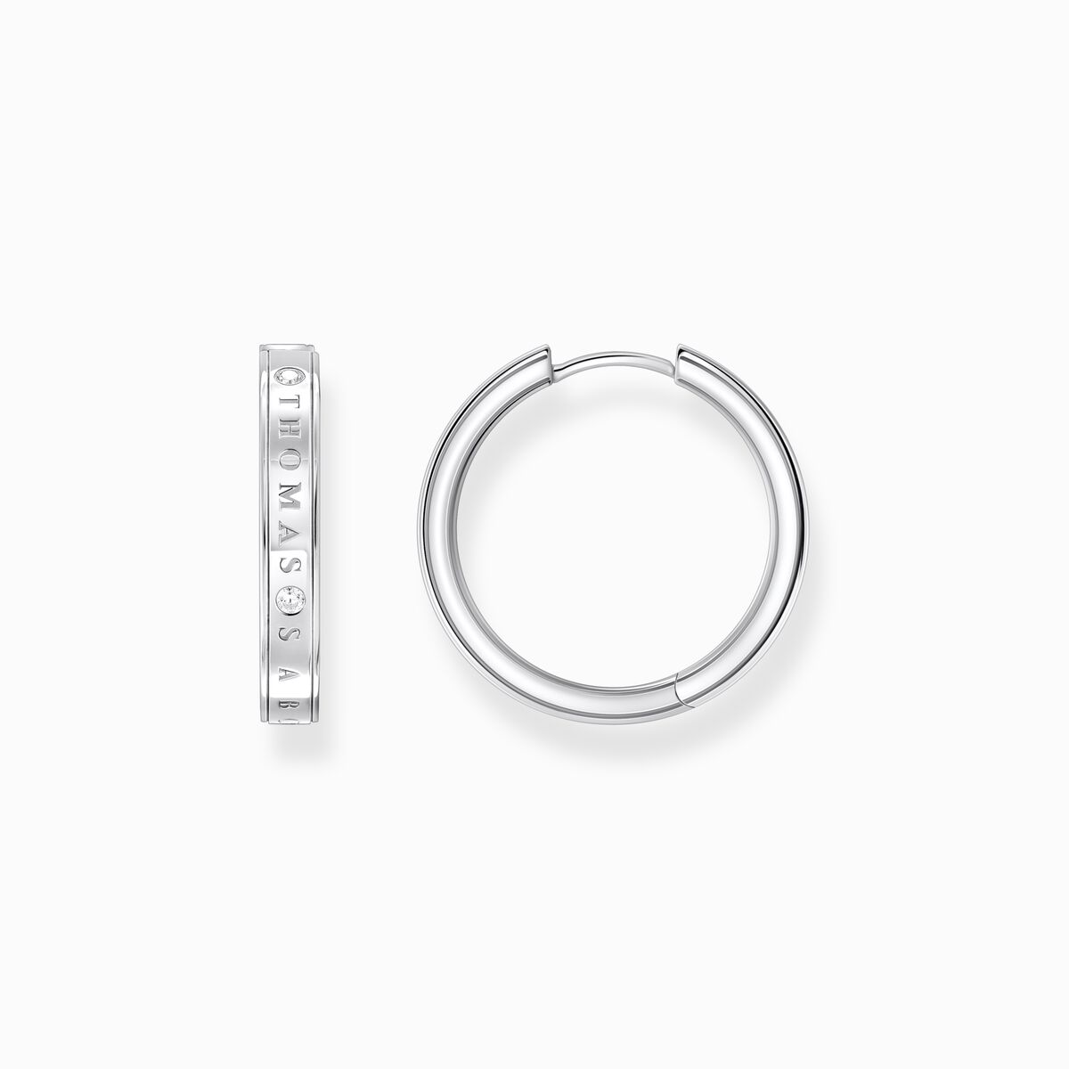 Hoop earrings with white stones silver