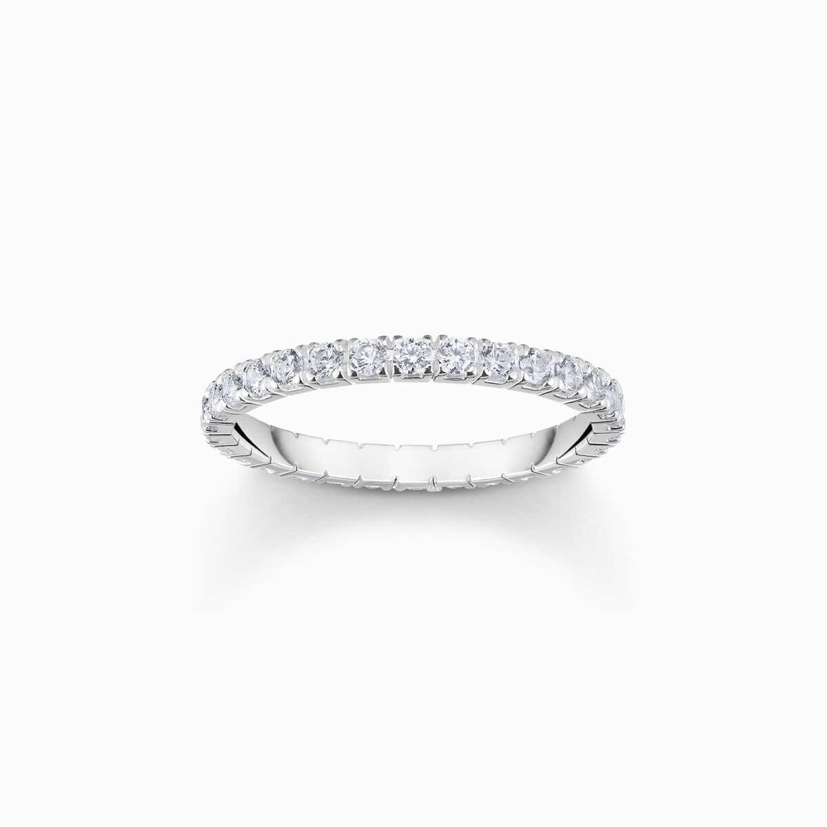 Silver ring in delicate design with white zirconia