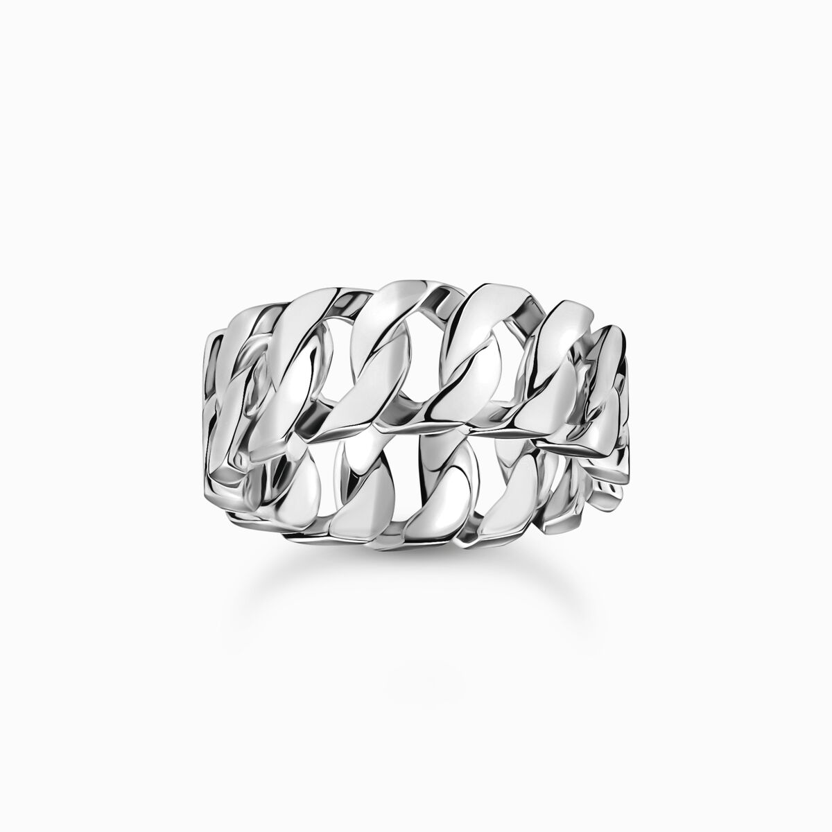 Silver wide ring with chain links