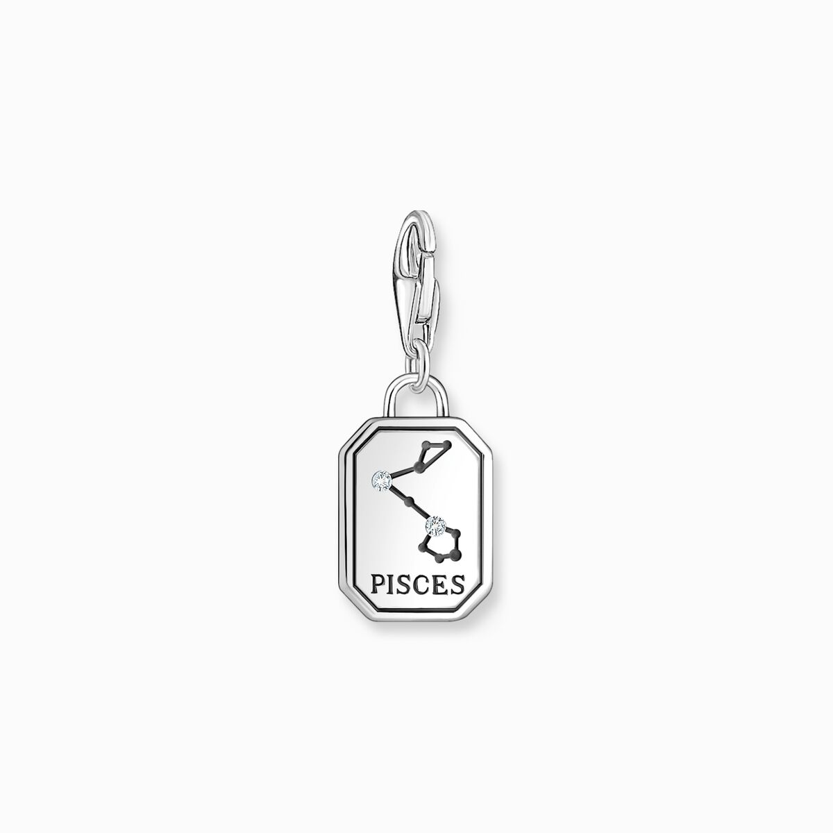 Silver charm pendant zodiac sign Pisces with zirconia