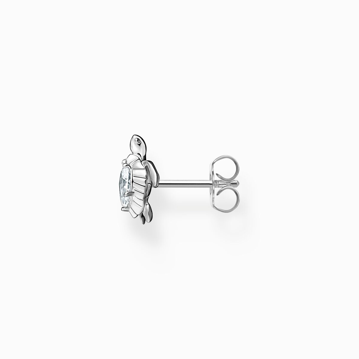 Single ear stud turtle silver