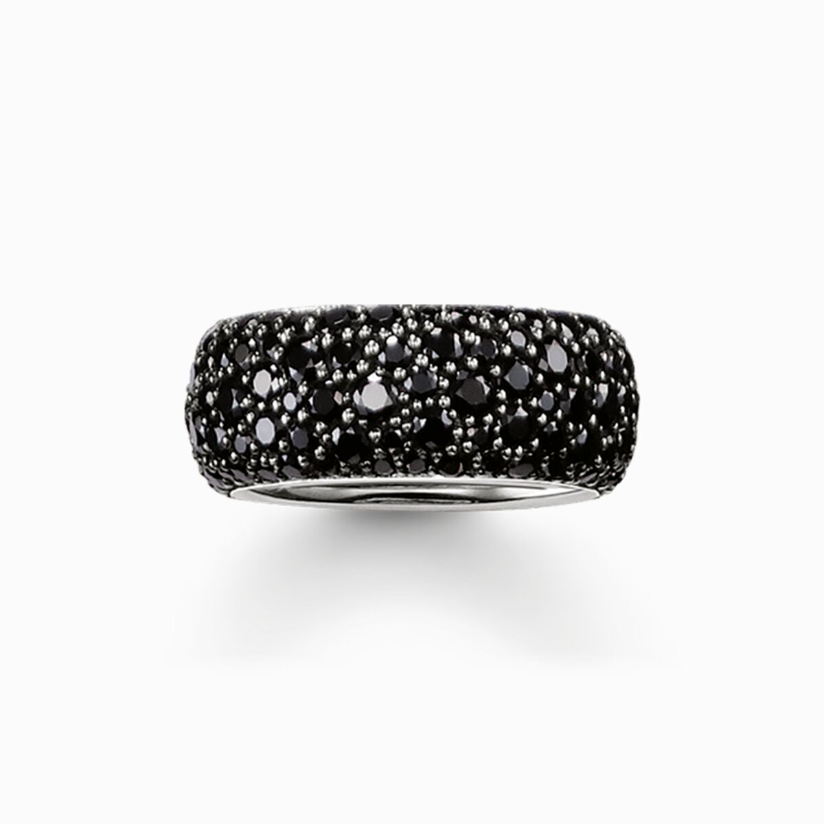 Band ring black crushed pavé