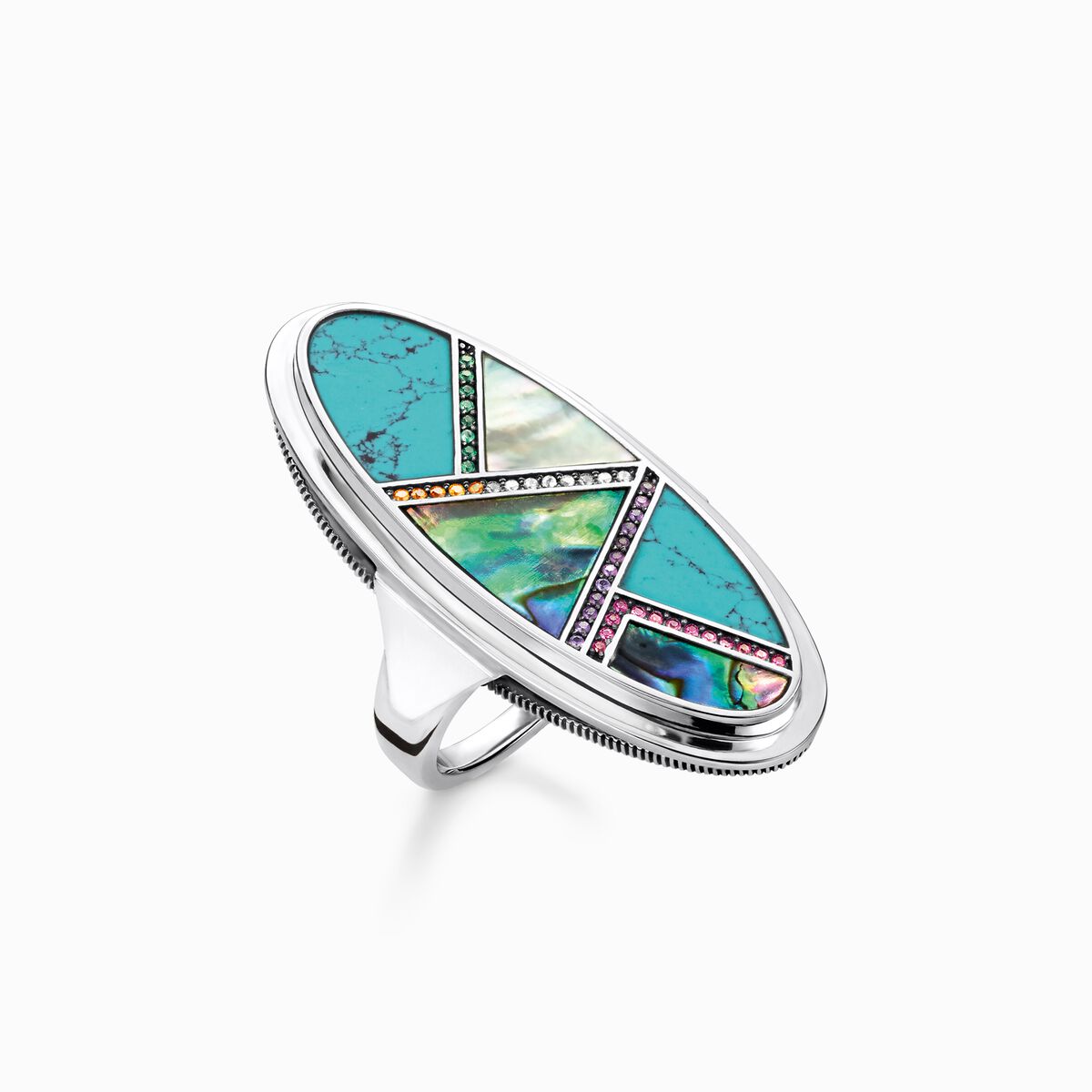 Ring turquoise, mother of pearl