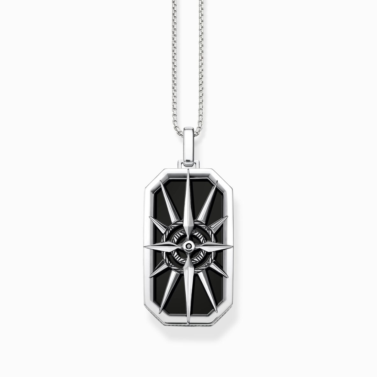 Jewellery set necklace compass black and silver blackened