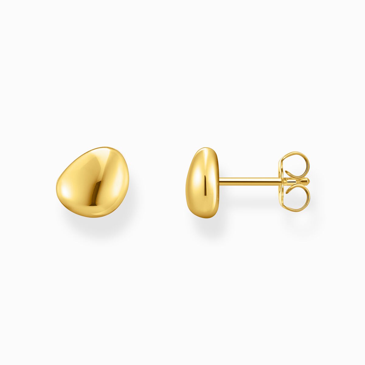 Small gold-plated ear studs in organic shape