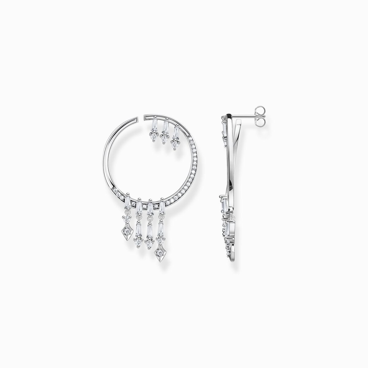 Hoop earrings with winter sun rays silver