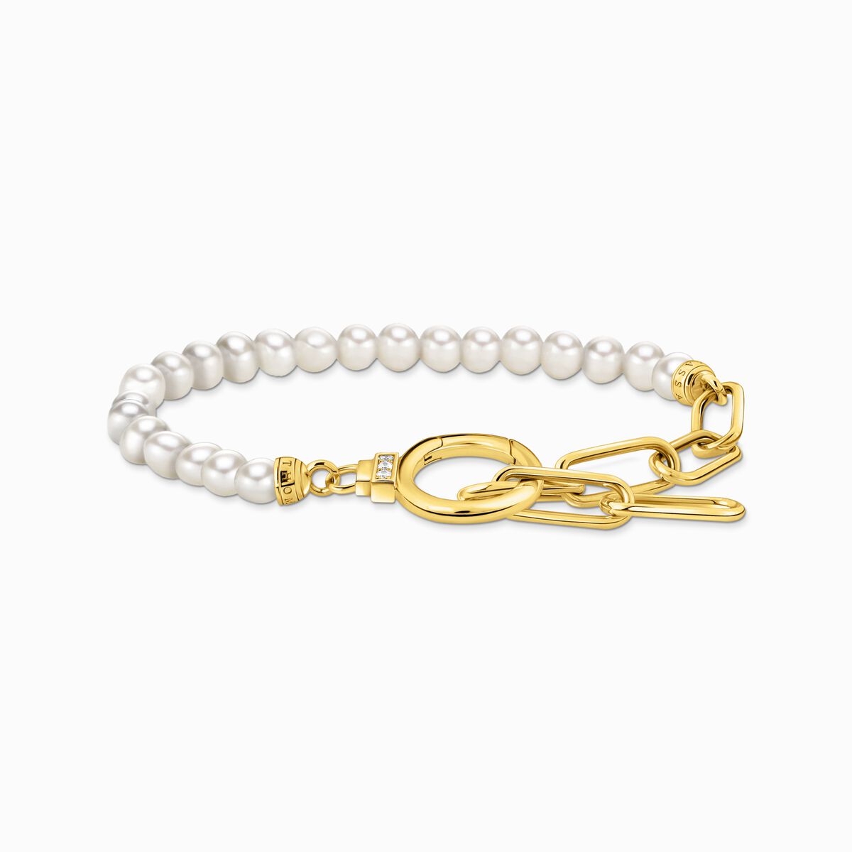 Yellow-gold plated bracelet with freshwater cultured pearls