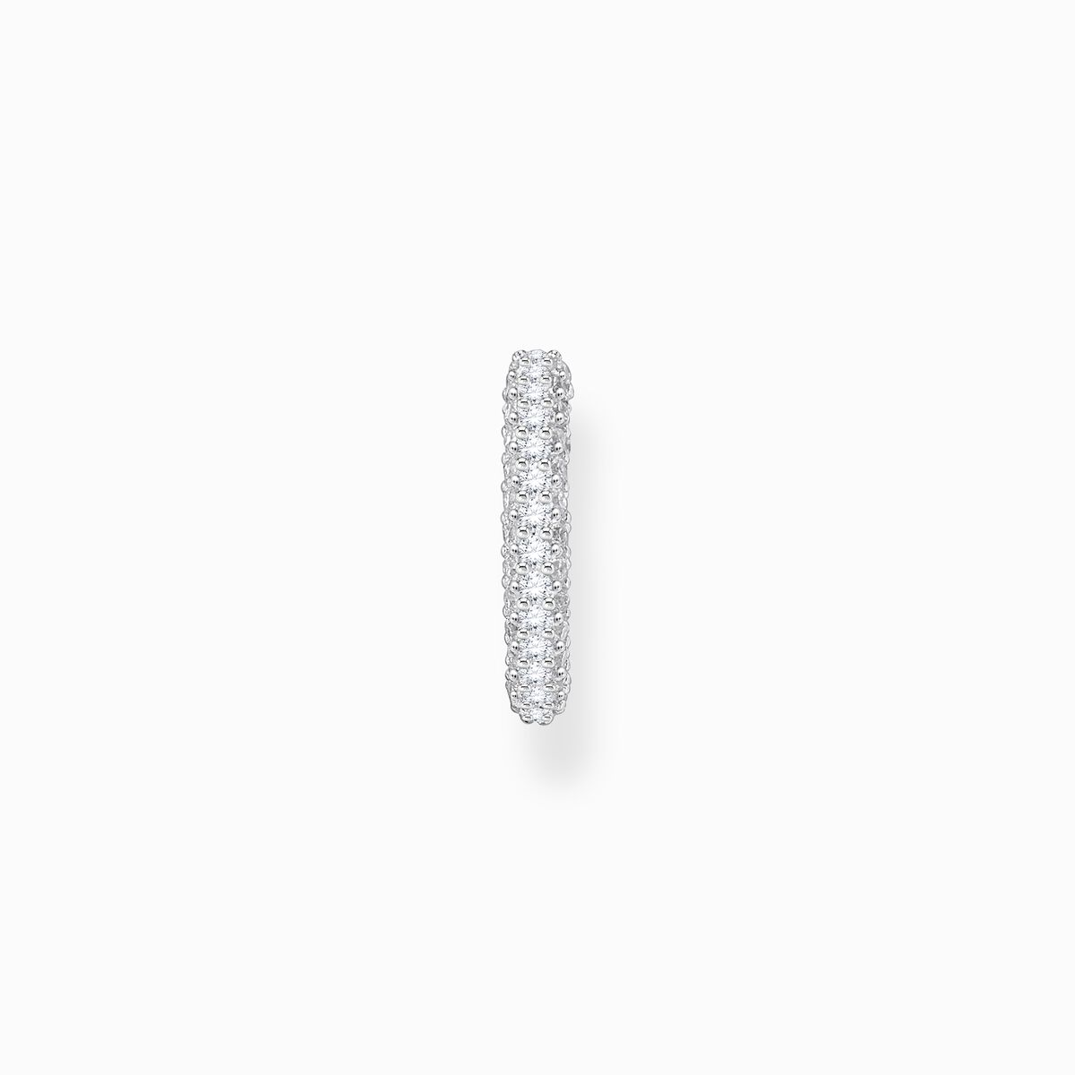 Silver ear cuff with white zirconia