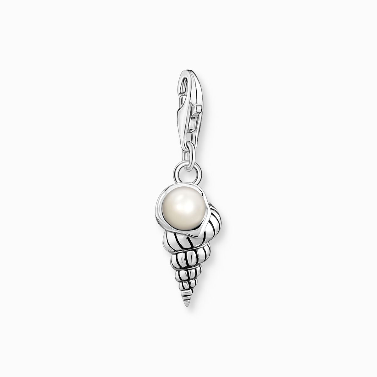 Charm pendant shell with pearl silver