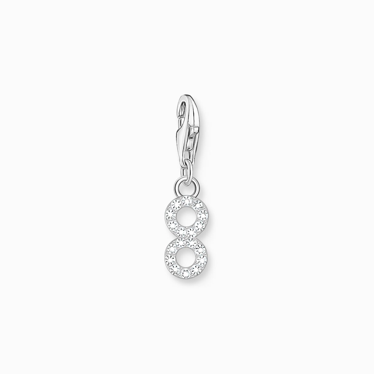 Silver charm pendant number 8 with zirconia