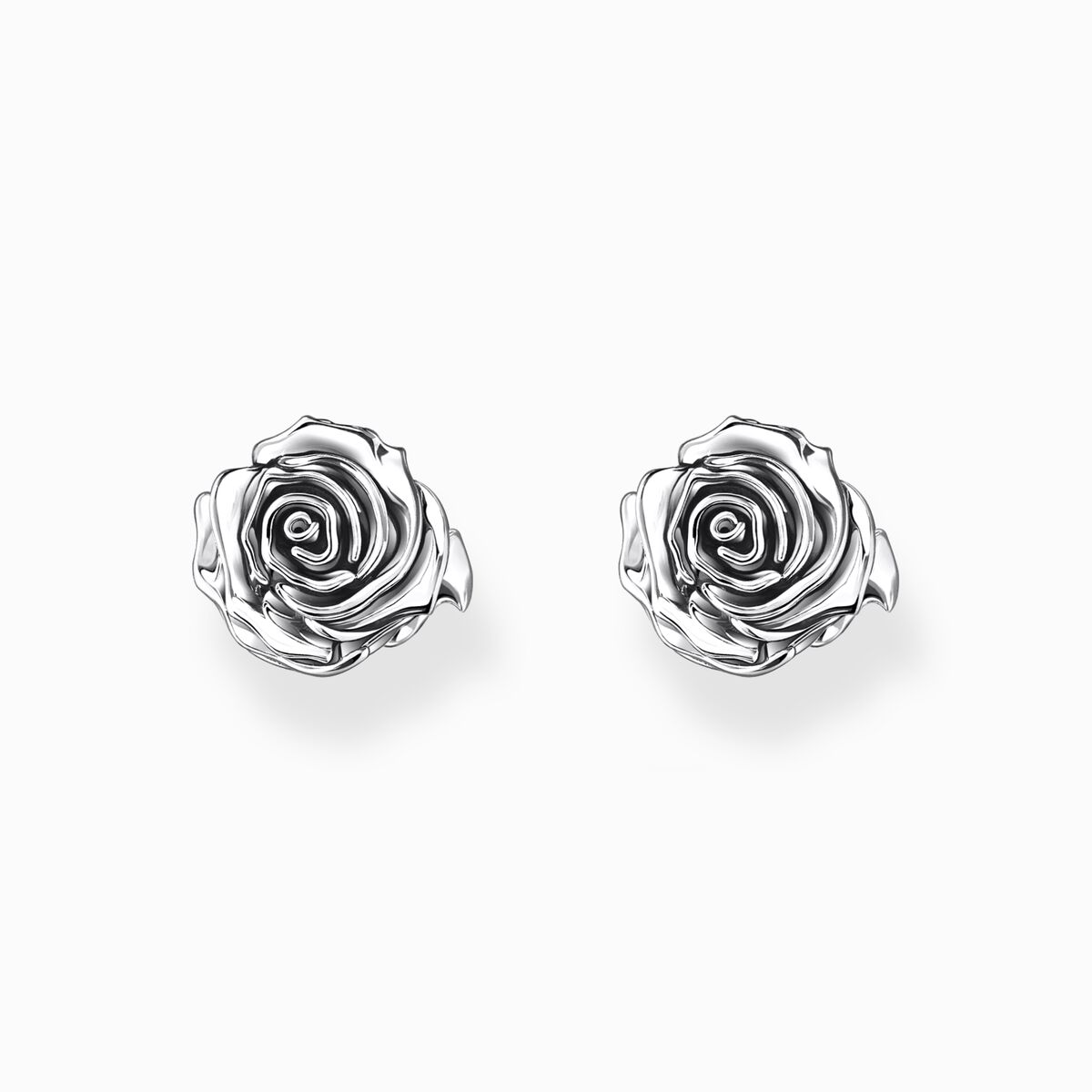 Silver Midnight Rose ear studs