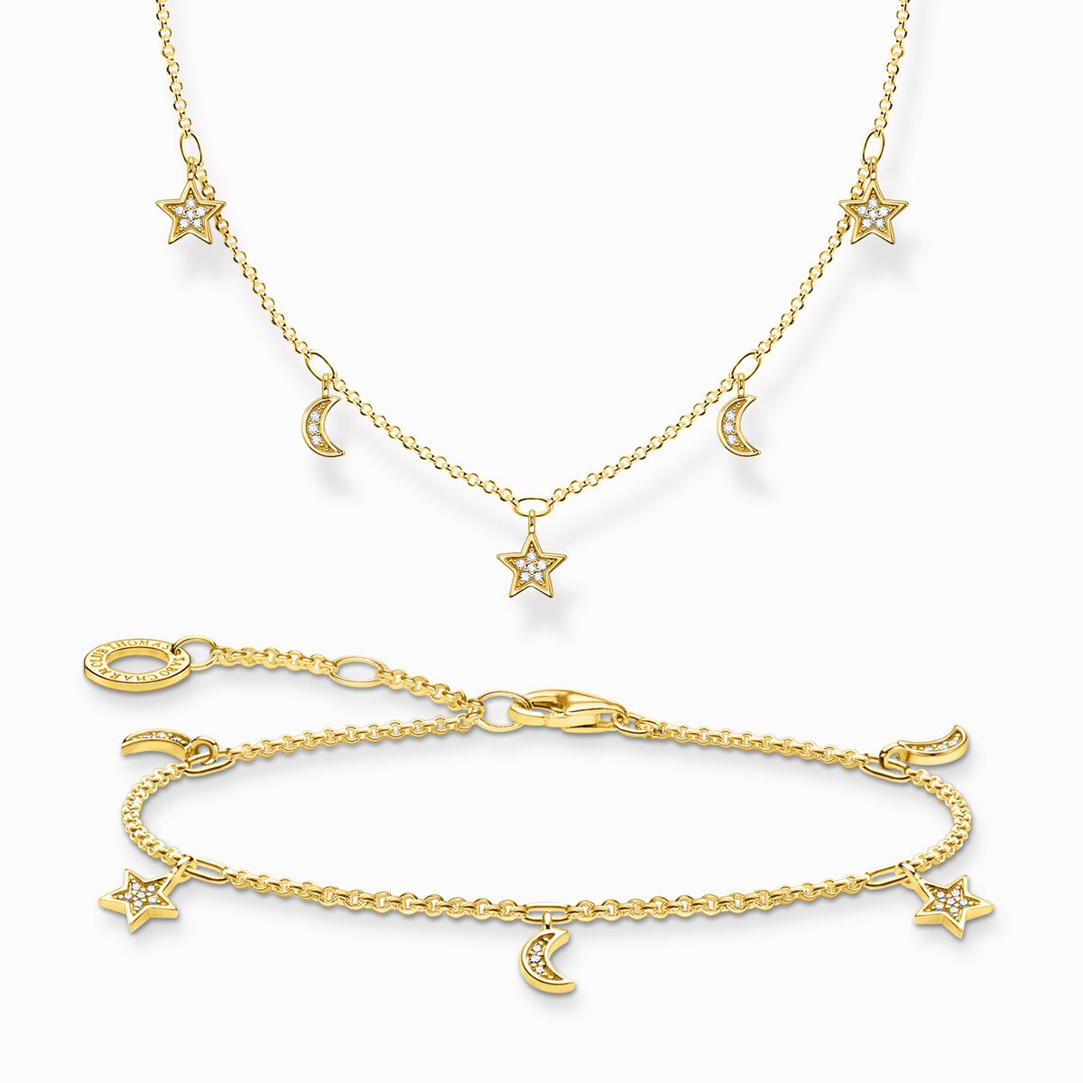 Jewellery set moon & stars gold