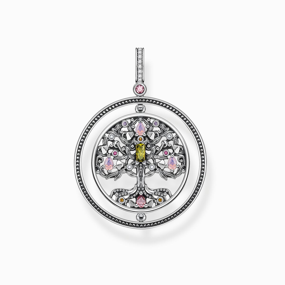 Pendant Tree of Love silver colourful stones