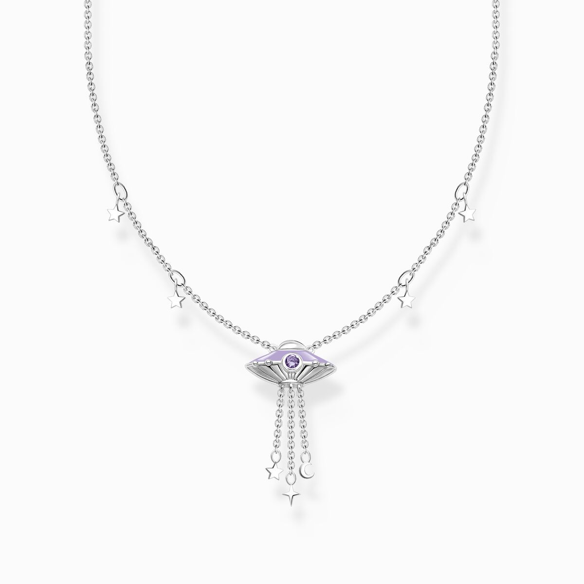 Necklace with star pendants and a ufo silver