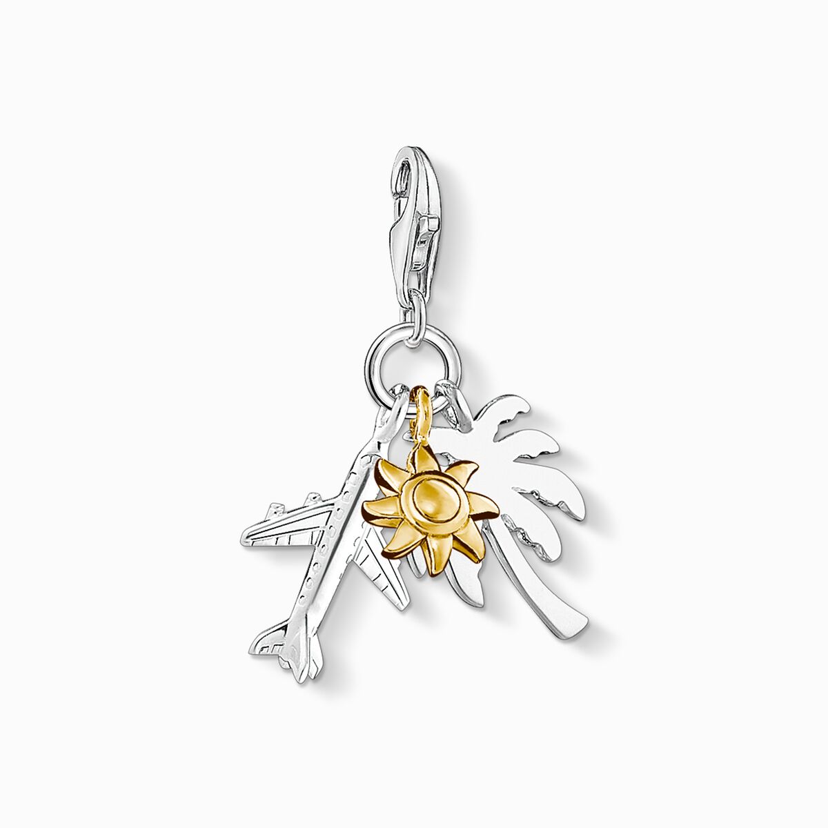 Charm pendant palm tree, sun, plane