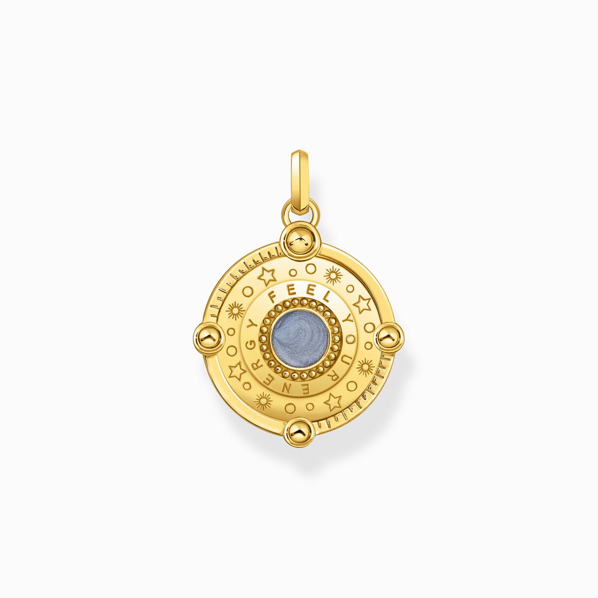 Gold-plated pendant with blue cold enamel and colourful stones