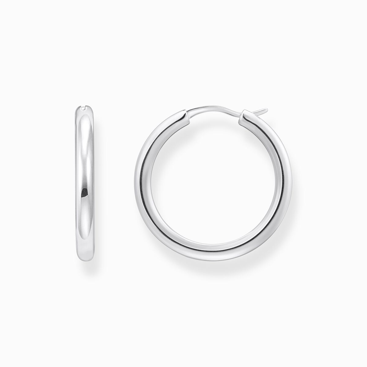 Silver classic hoop earrings in wider shape