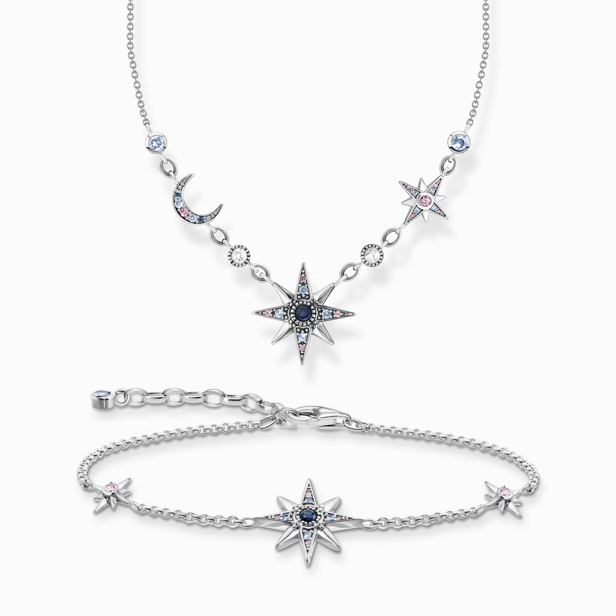 Jewellery set Royalty moon & stars silver