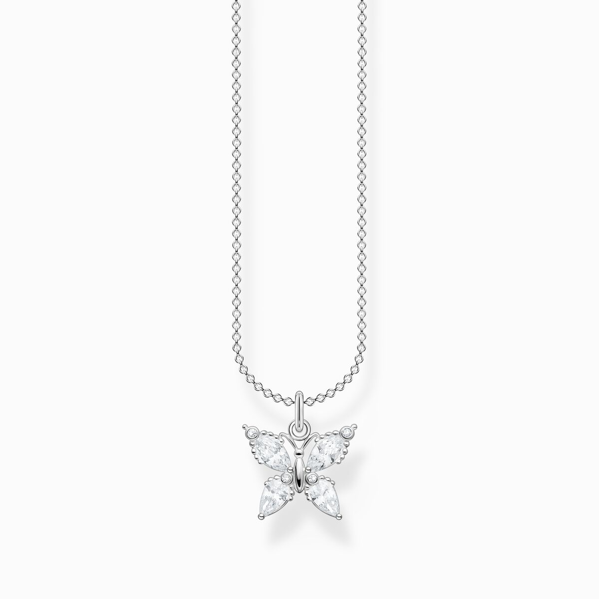 Necklace butterfly white stones